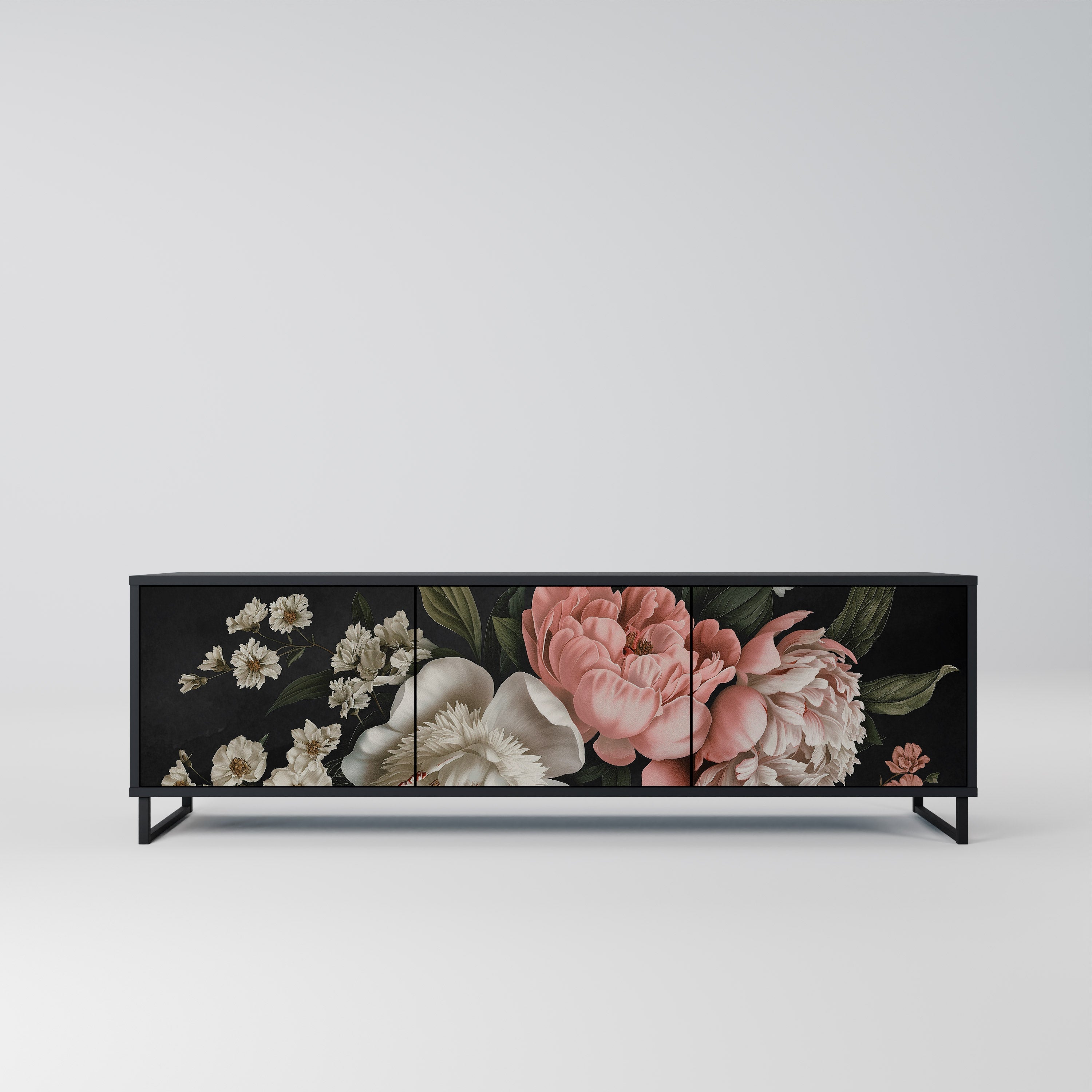 Meuble TV 3 portes LUSH ELEGANCE finition noire