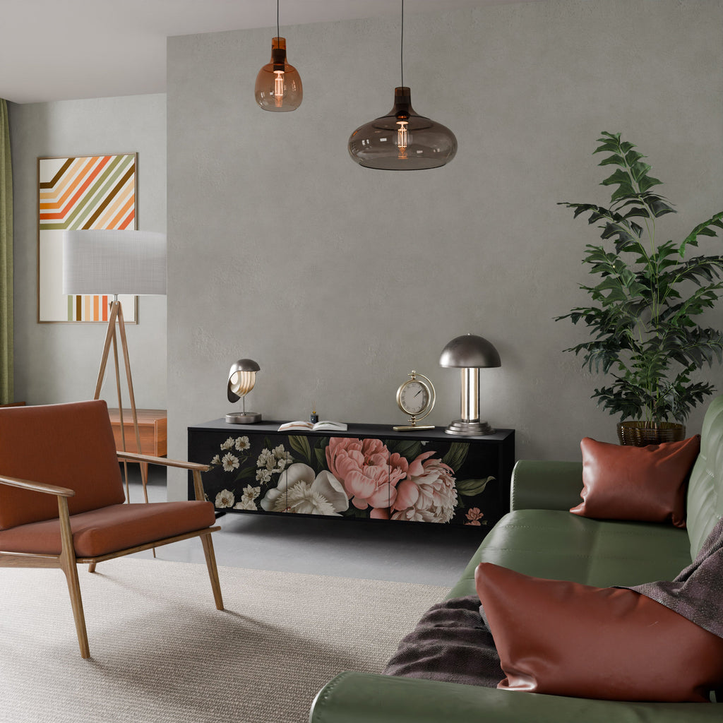 Meuble TV 3 portes LUSH ELEGANCE finition noire