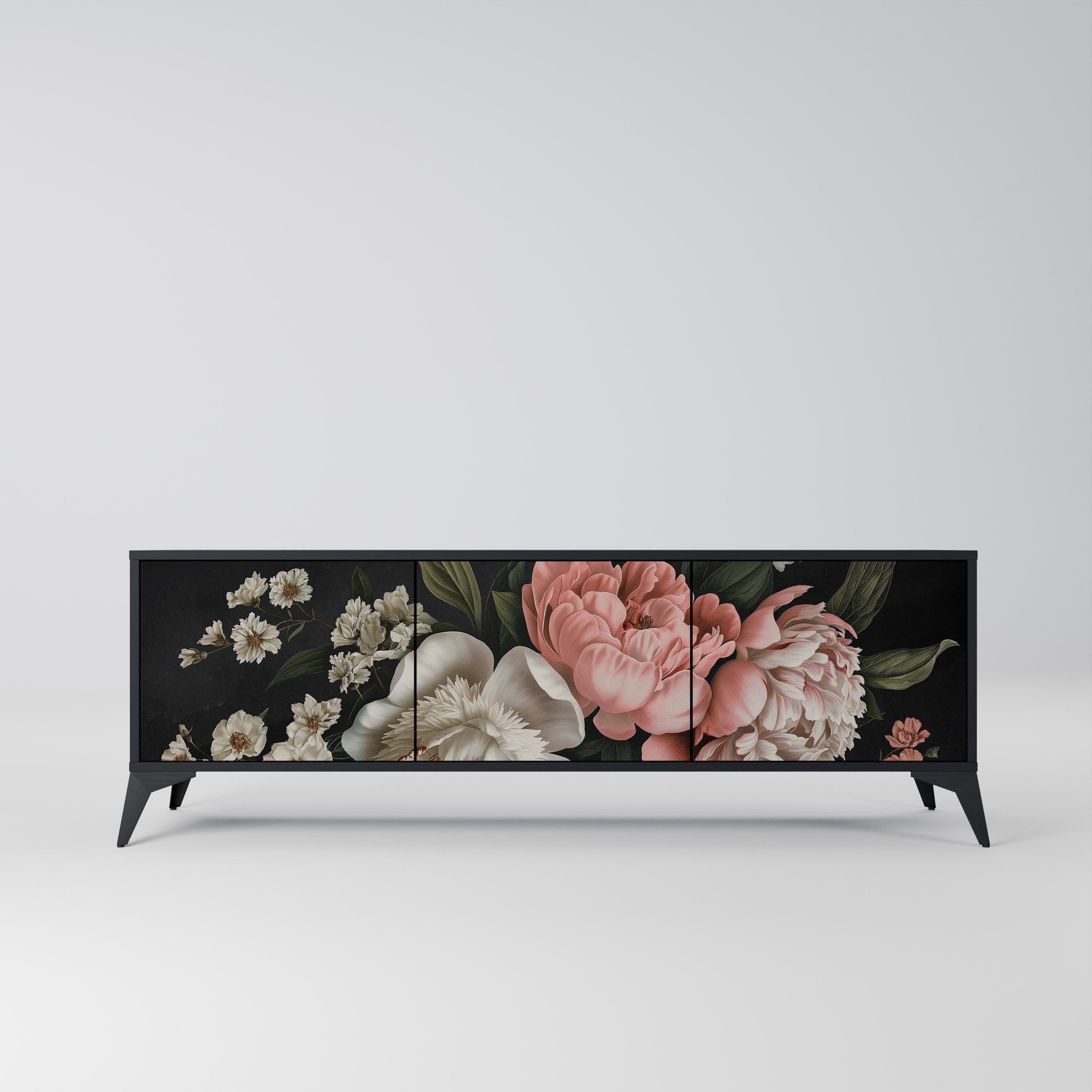 Meuble TV 3 portes LUSH ELEGANCE finition noire