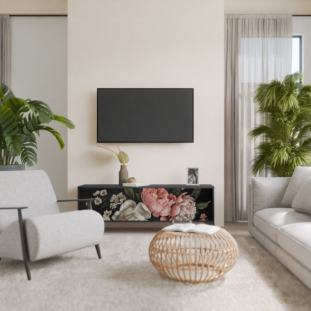 Meuble TV 3 portes LUSH ELEGANCE finition noire