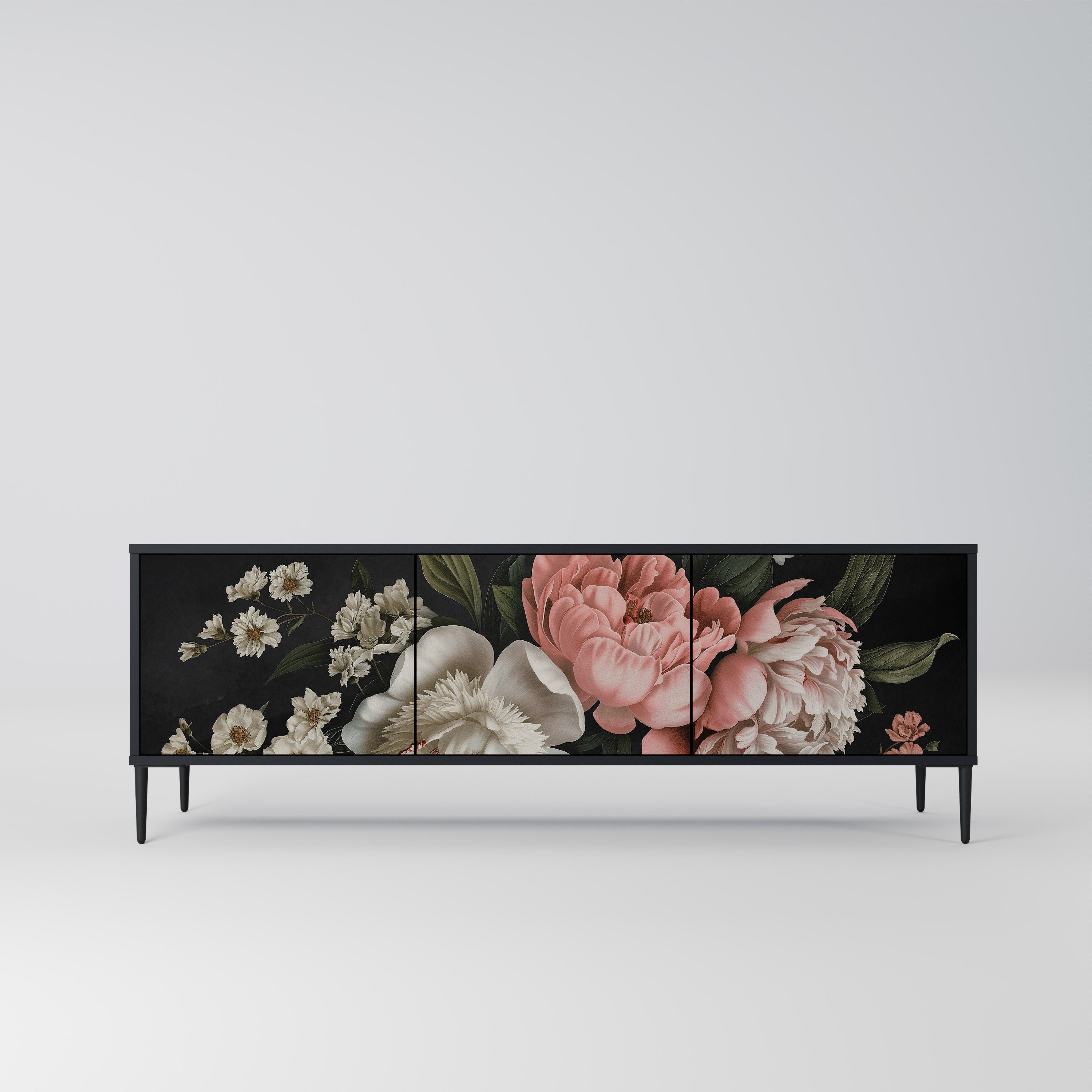 Meuble TV 3 portes LUSH ELEGANCE finition noire