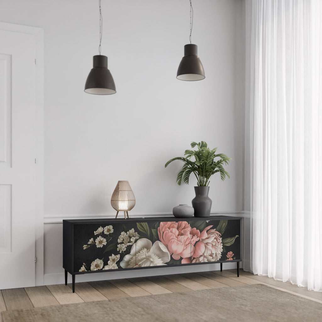 Meuble TV 3 portes LUSH ELEGANCE finition noire