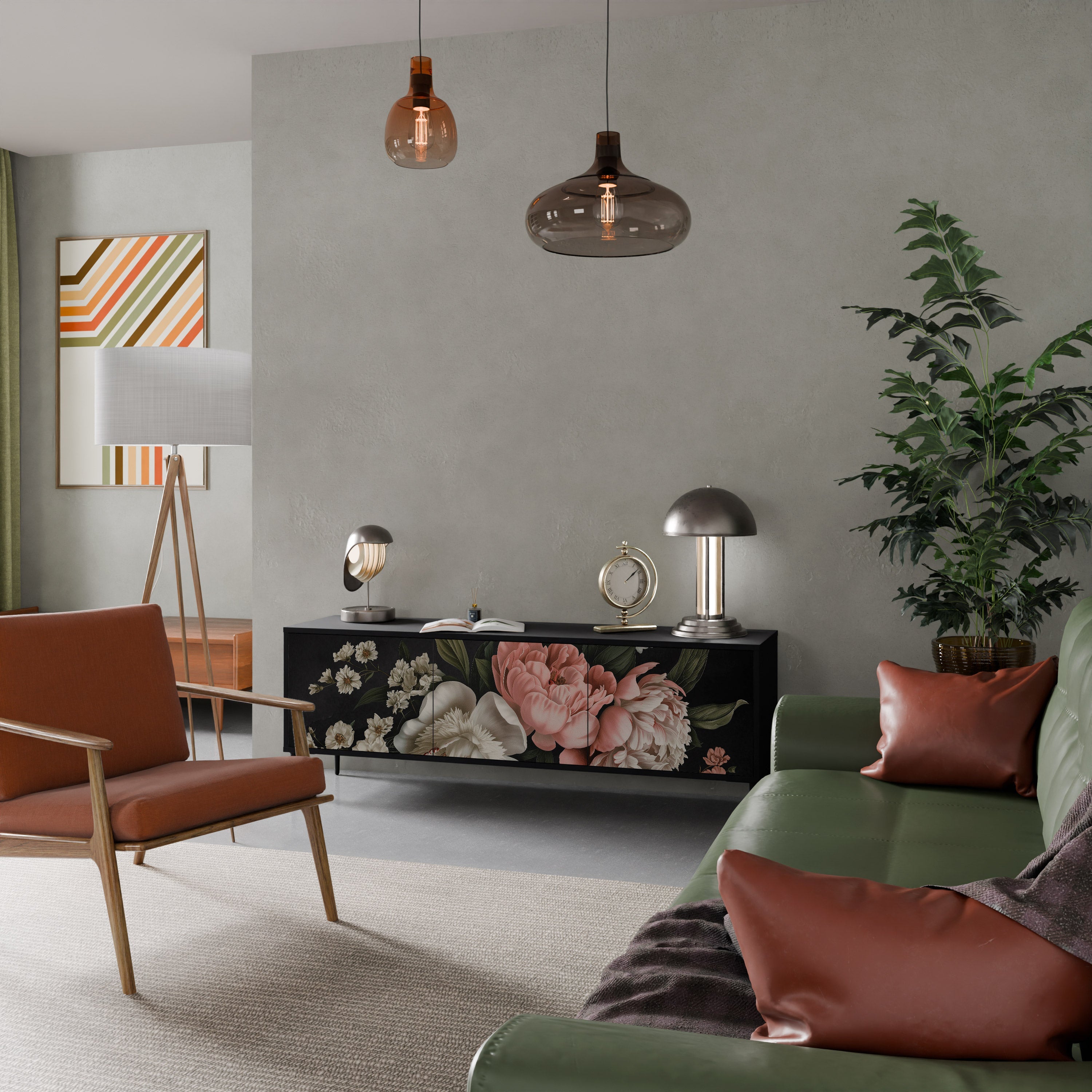 Meuble TV 3 portes LUSH ELEGANCE finition noire