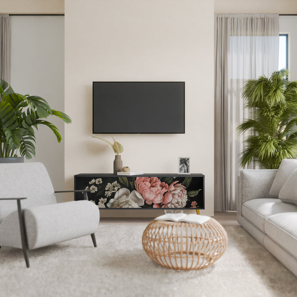 Meuble TV 3 portes LUSH ELEGANCE finition noire