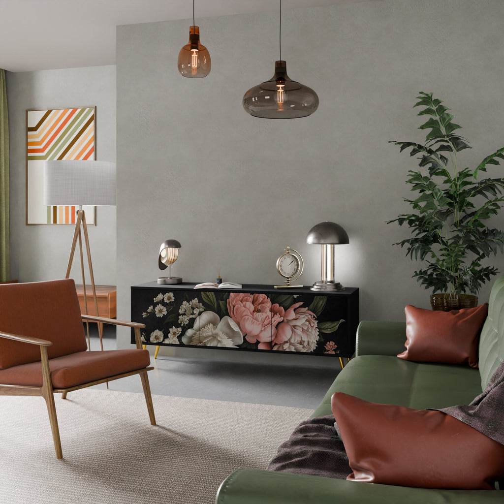 Meuble TV 3 portes LUSH ELEGANCE finition noire