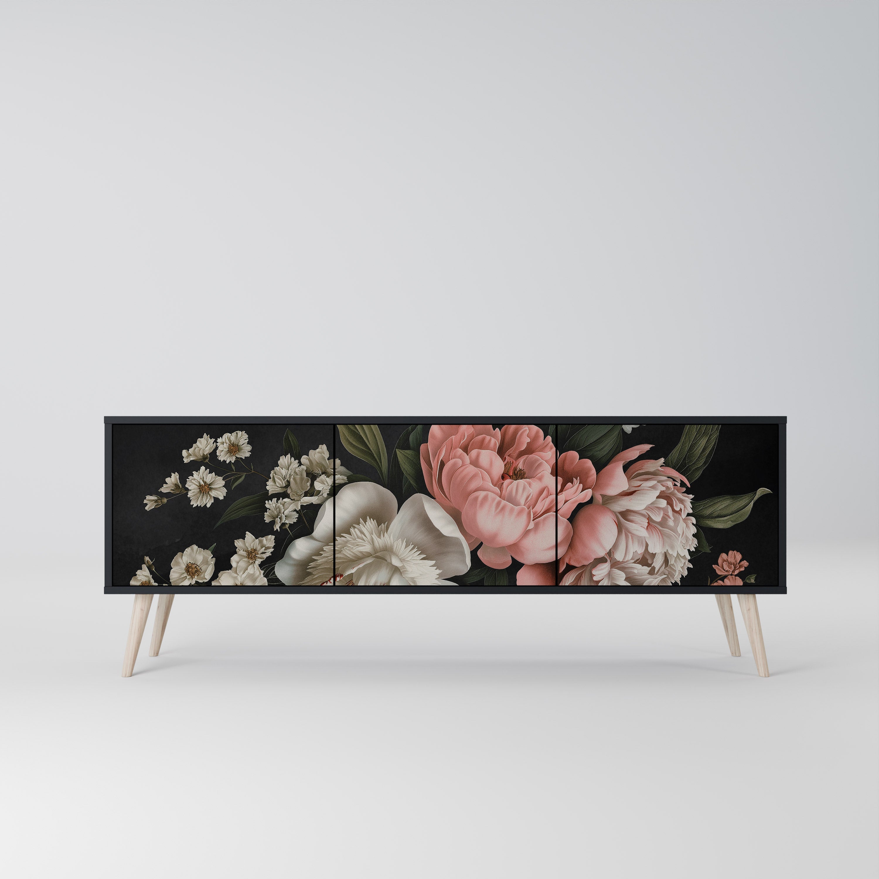 Meuble TV 3 portes LUSH ELEGANCE finition noire