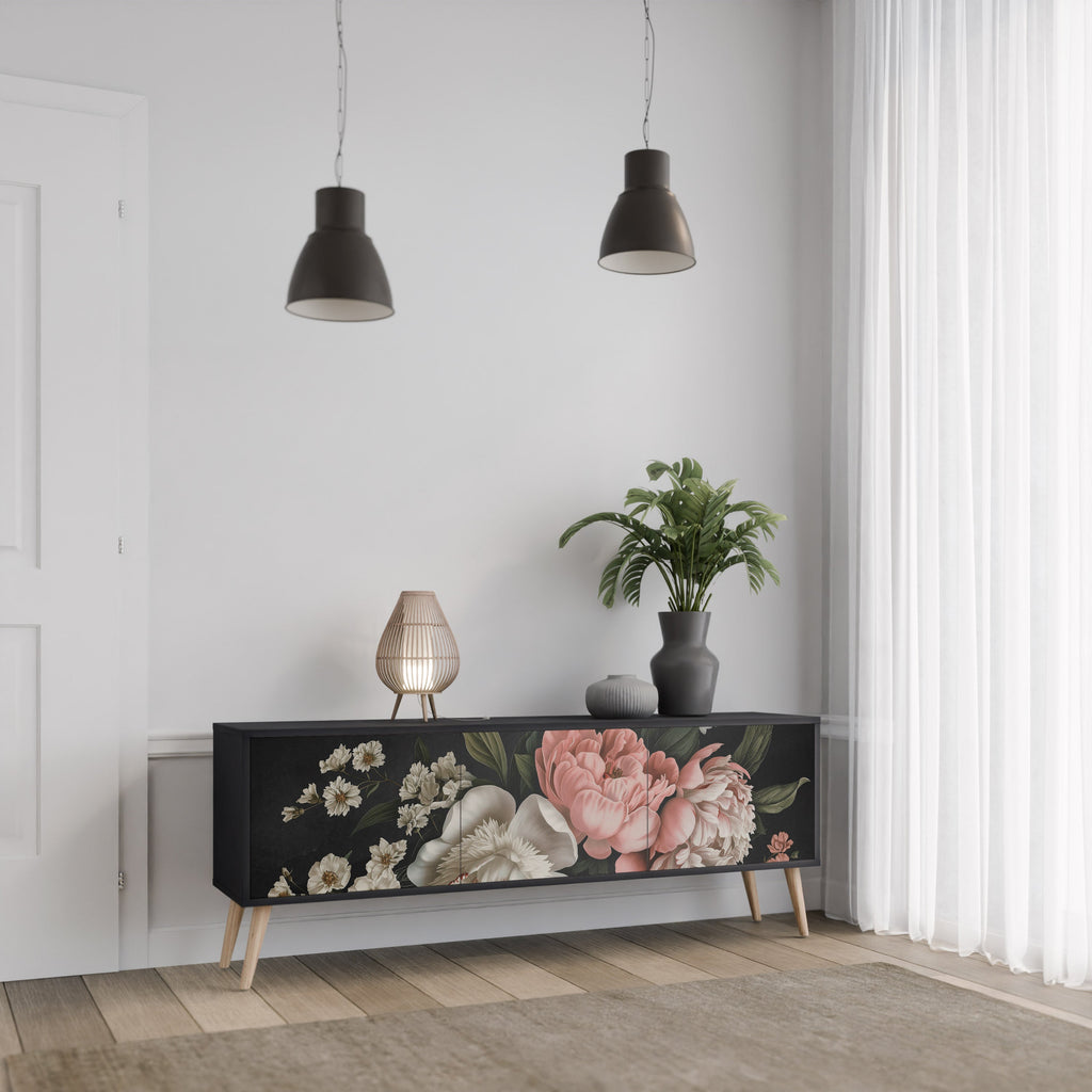 Meuble TV 3 portes LUSH ELEGANCE finition noire