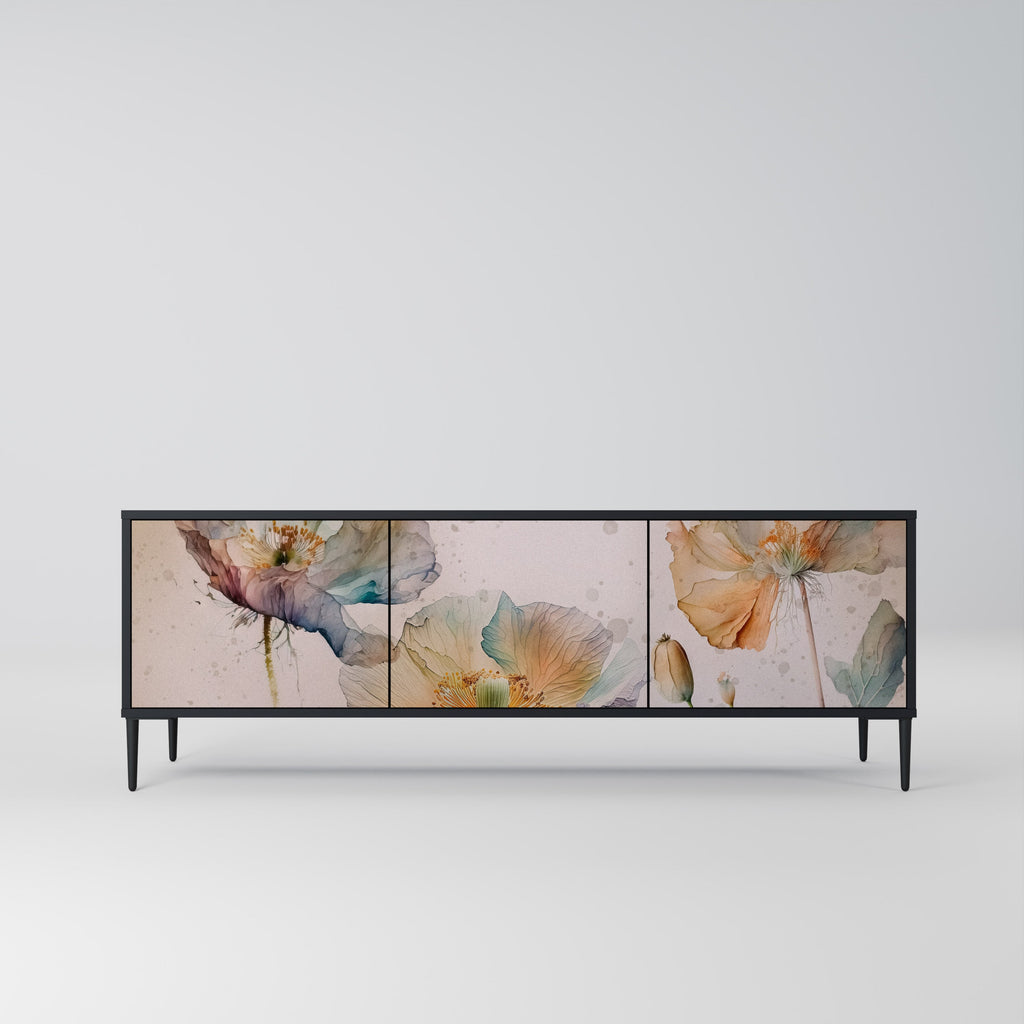 Meuble TV 3 portes SOFTEN POPPY finition noire