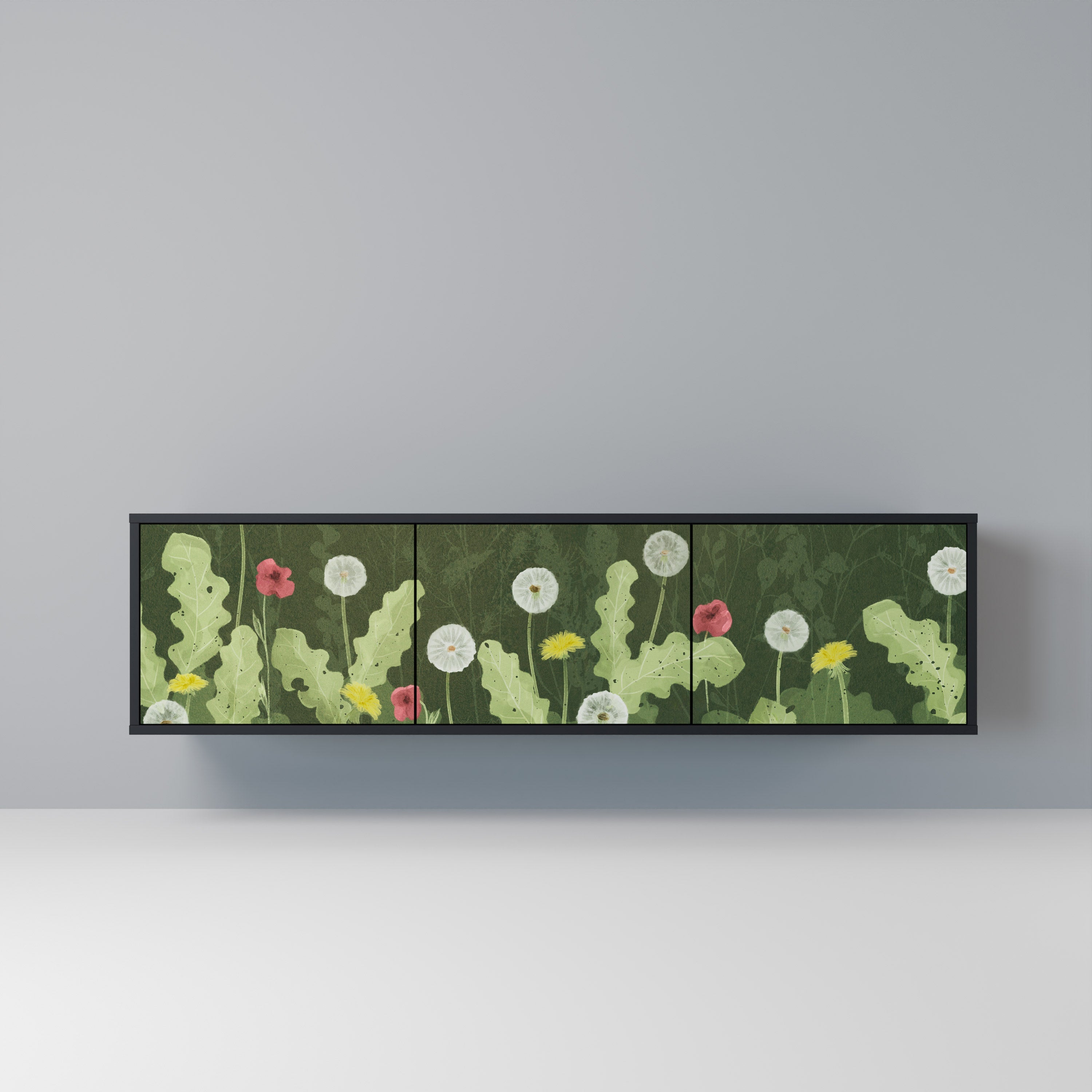 Meuble TV 3 portes DANDELION AMUSE, finition noire