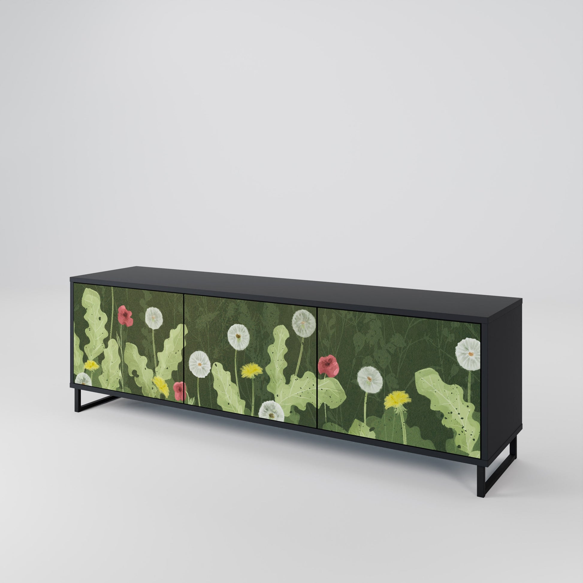 Meuble TV 3 portes DANDELION AMUSE, finition noire