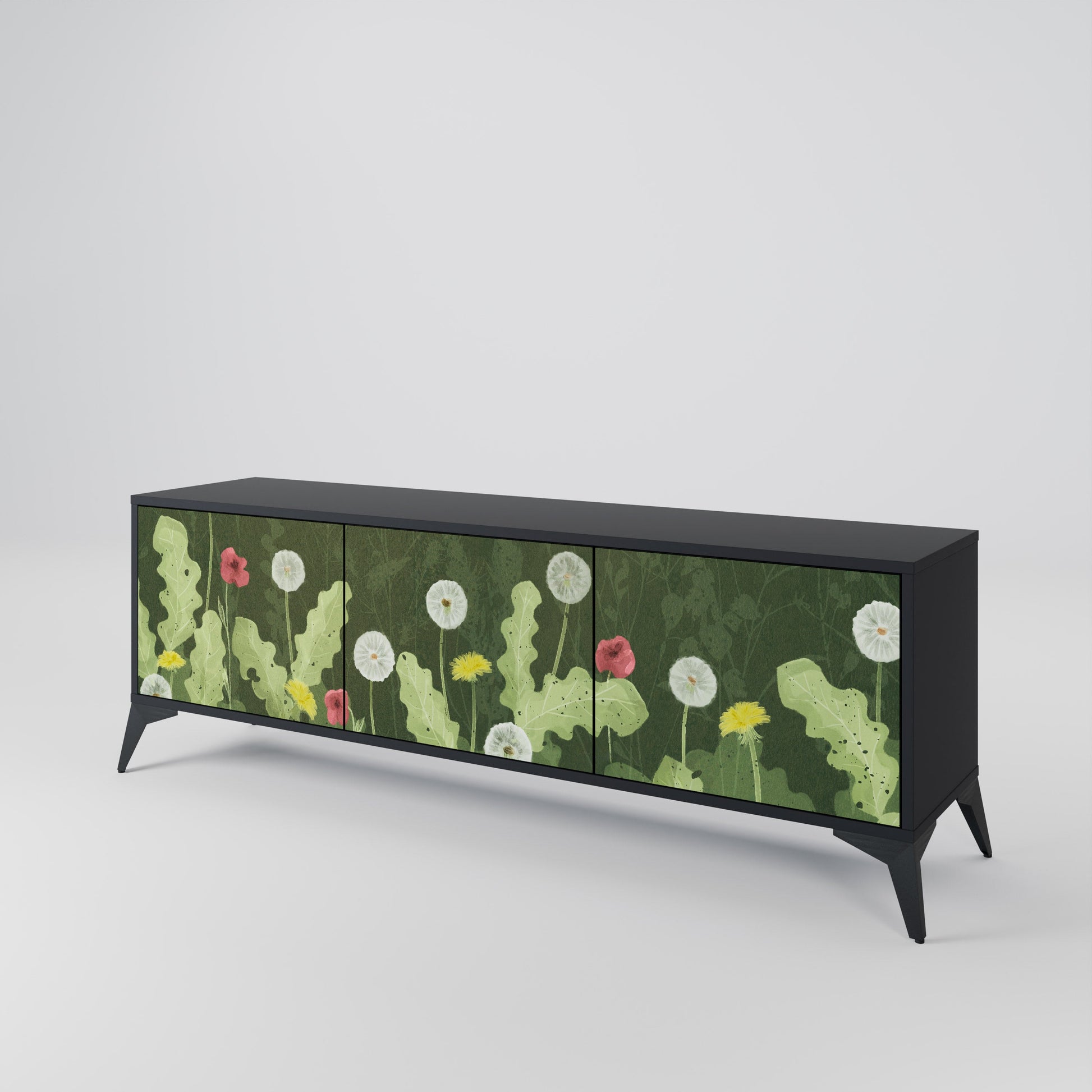 Meuble TV 3 portes DANDELION AMUSE, finition noire