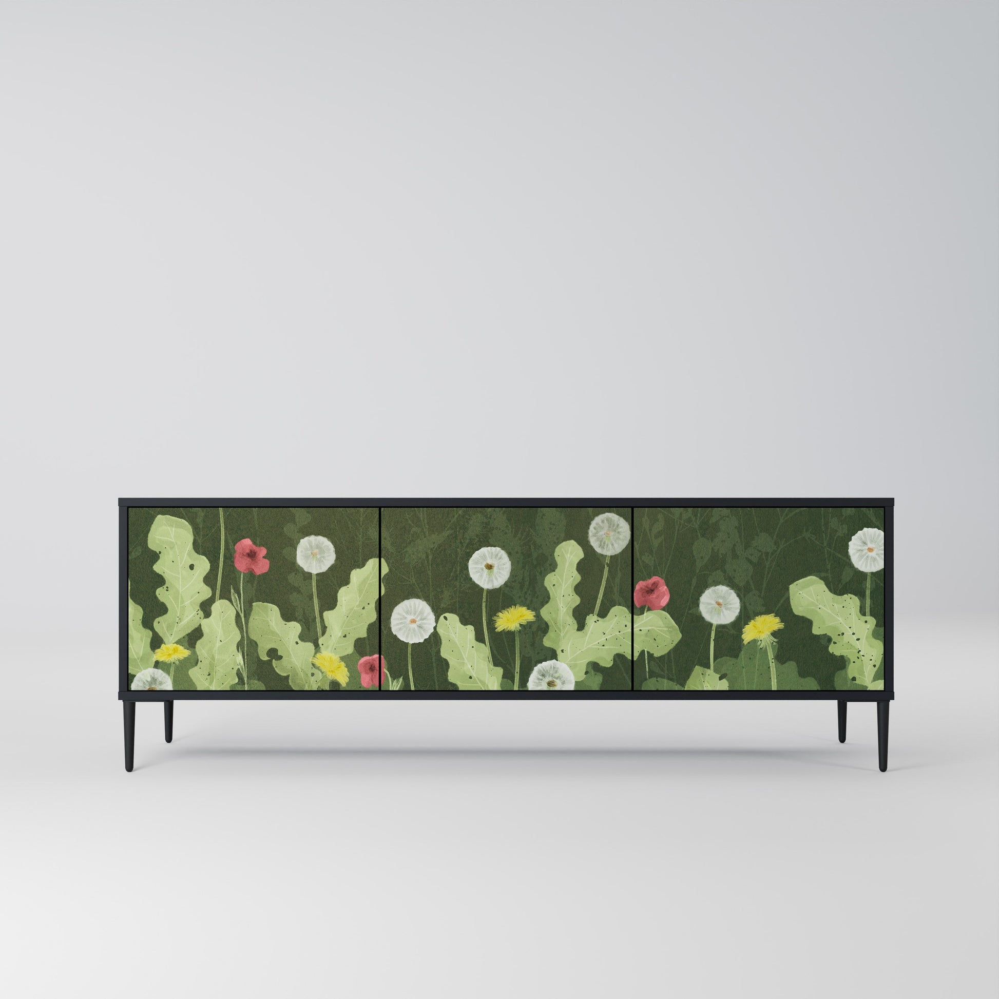 Meuble TV 3 portes DANDELION AMUSE, finition noire