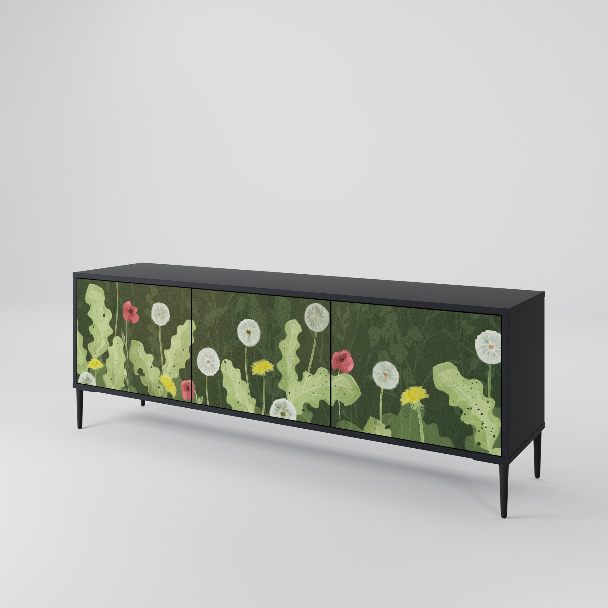 Meuble TV 3 portes DANDELION AMUSE, finition noire
