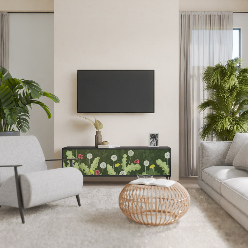 Meuble TV 3 portes DANDELION AMUSE, finition noire