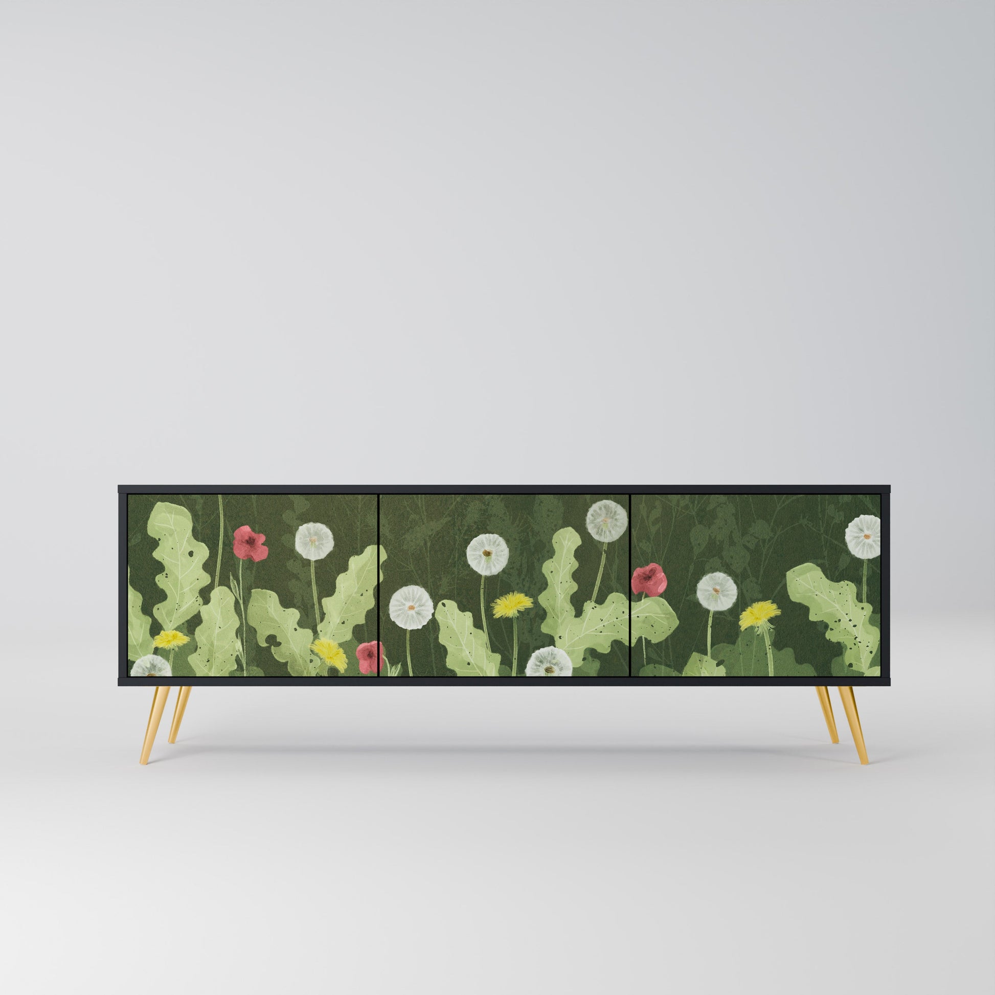 Meuble TV 3 portes DANDELION AMUSE, finition noire
