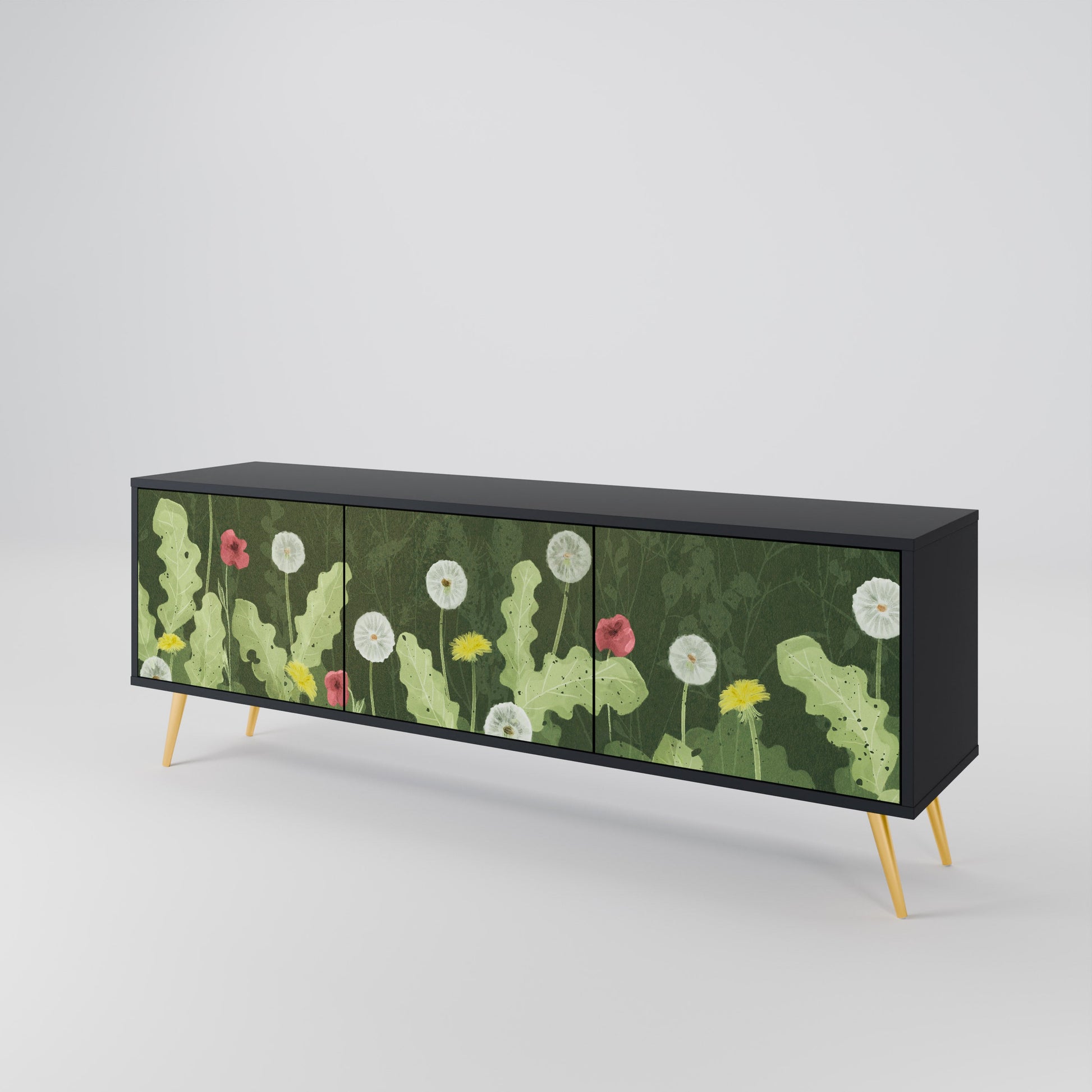 Meuble TV 3 portes DANDELION AMUSE, finition noire
