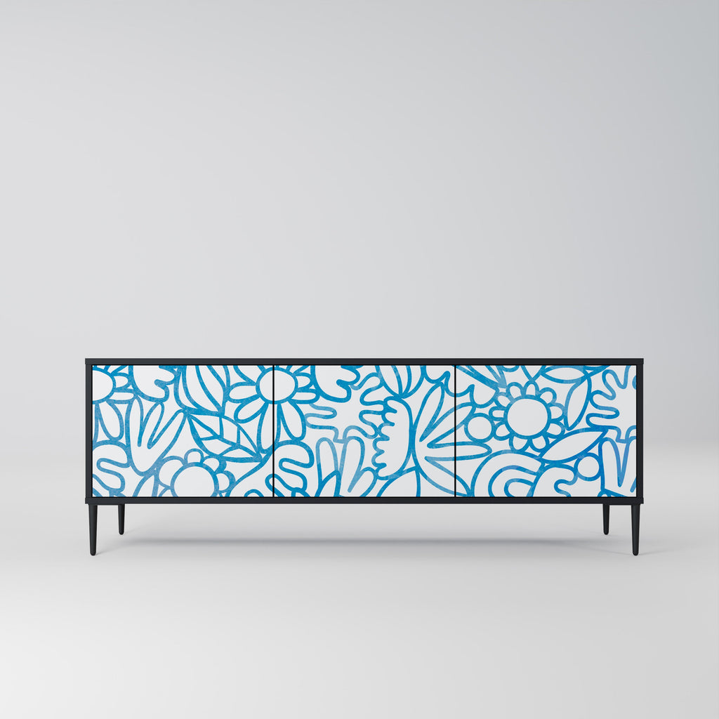 Meuble TV 3 portes BLOOMY MORNING finition noire