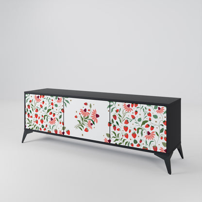 FLOWERS AND STRAWBERRIES 3-Door TV Cabinet