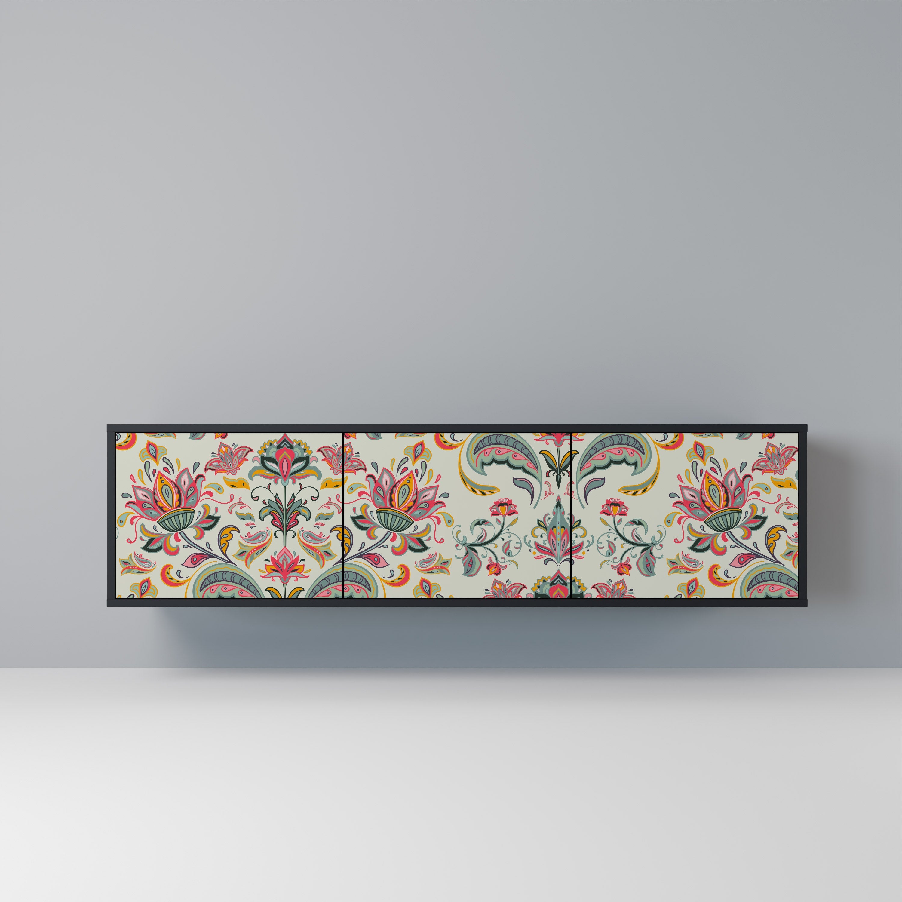 Meuble TV 3 portes ORGANIC FOLKLORE finition noire