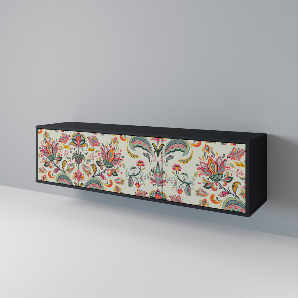 Meuble TV 3 portes ORGANIC FOLKLORE finition noire