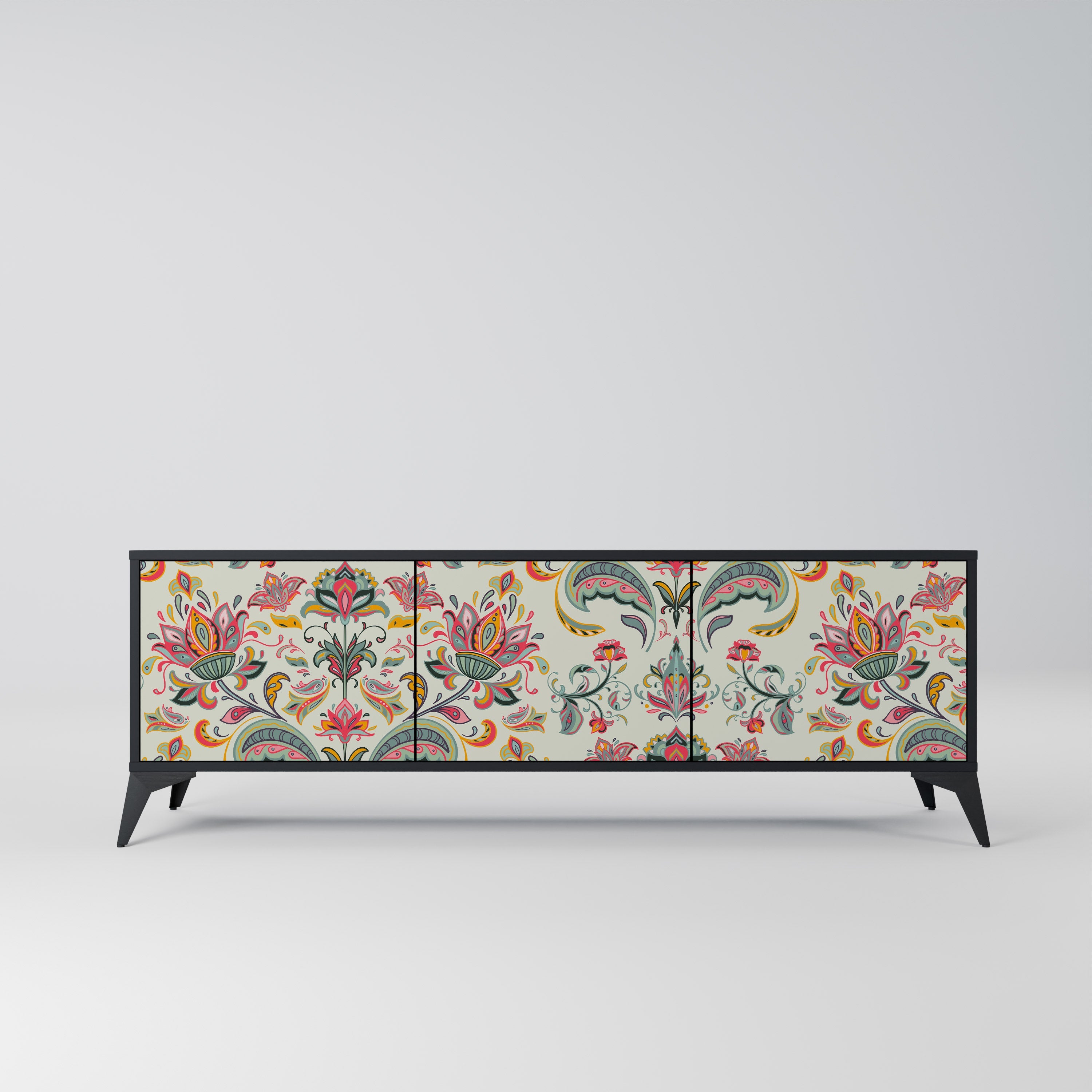 Meuble TV 3 portes ORGANIC FOLKLORE finition noire