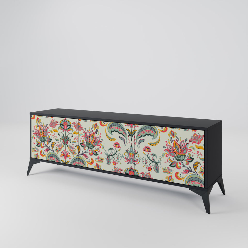 Meuble TV 3 portes ORGANIC FOLKLORE finition noire