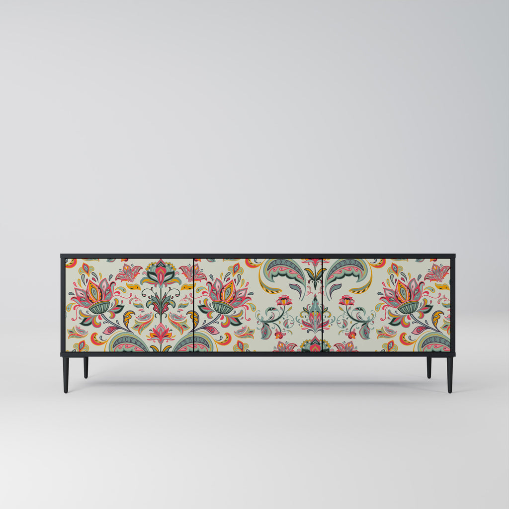 Meuble TV 3 portes ORGANIC FOLKLORE finition noire