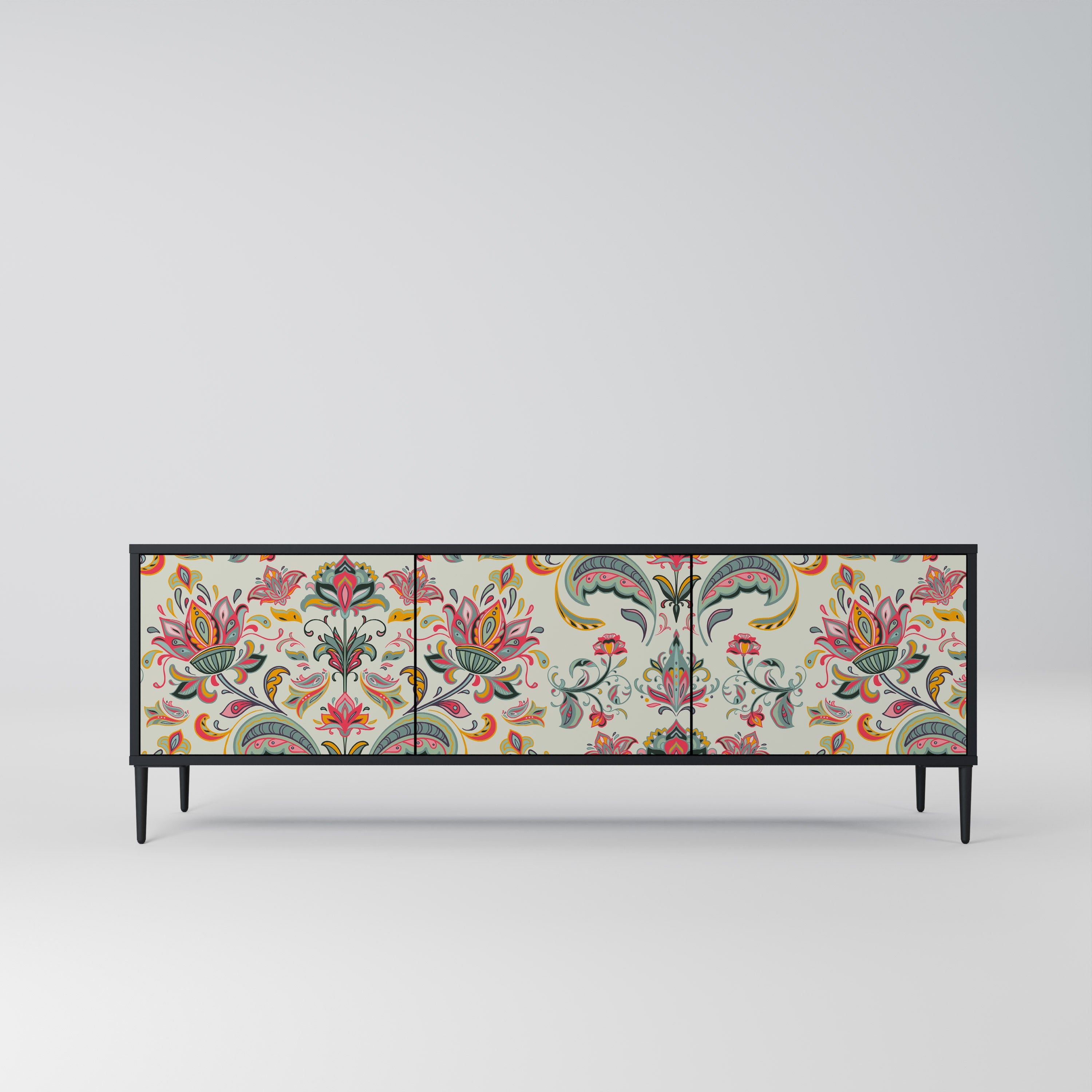 Meuble TV 3 portes ORGANIC FOLKLORE finition noire