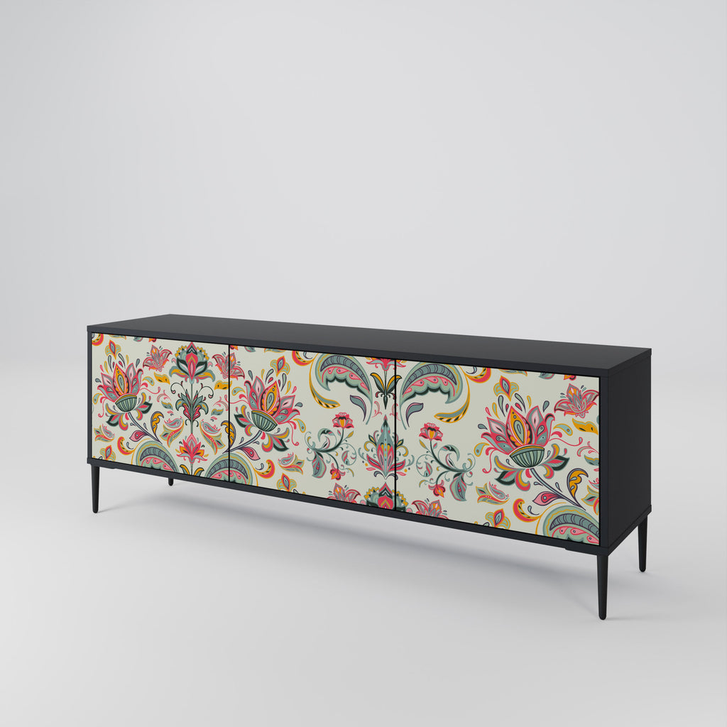 Meuble TV 3 portes ORGANIC FOLKLORE finition noire