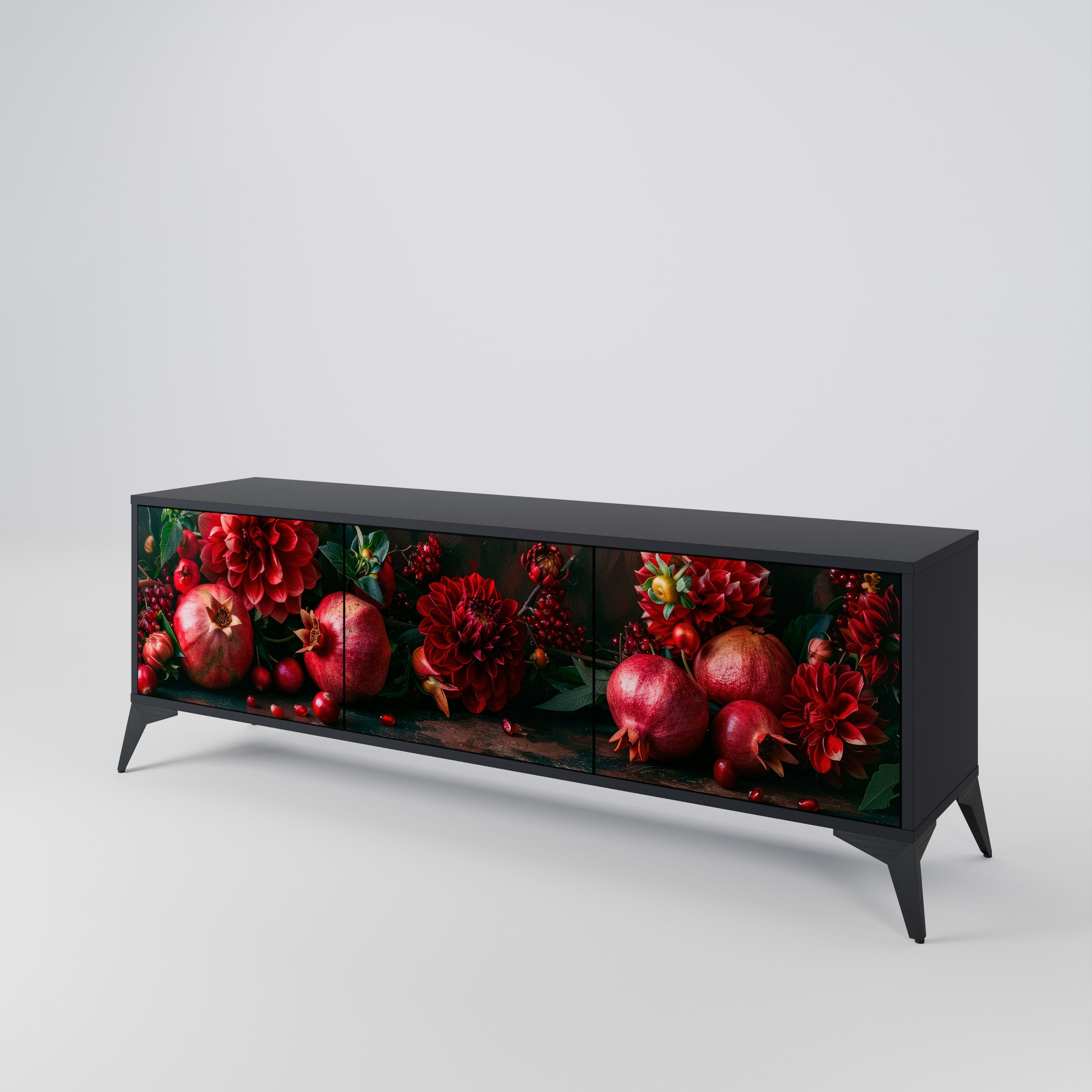 DAHLIAS AND POMEGRANATES 3-Door TV Cabinet