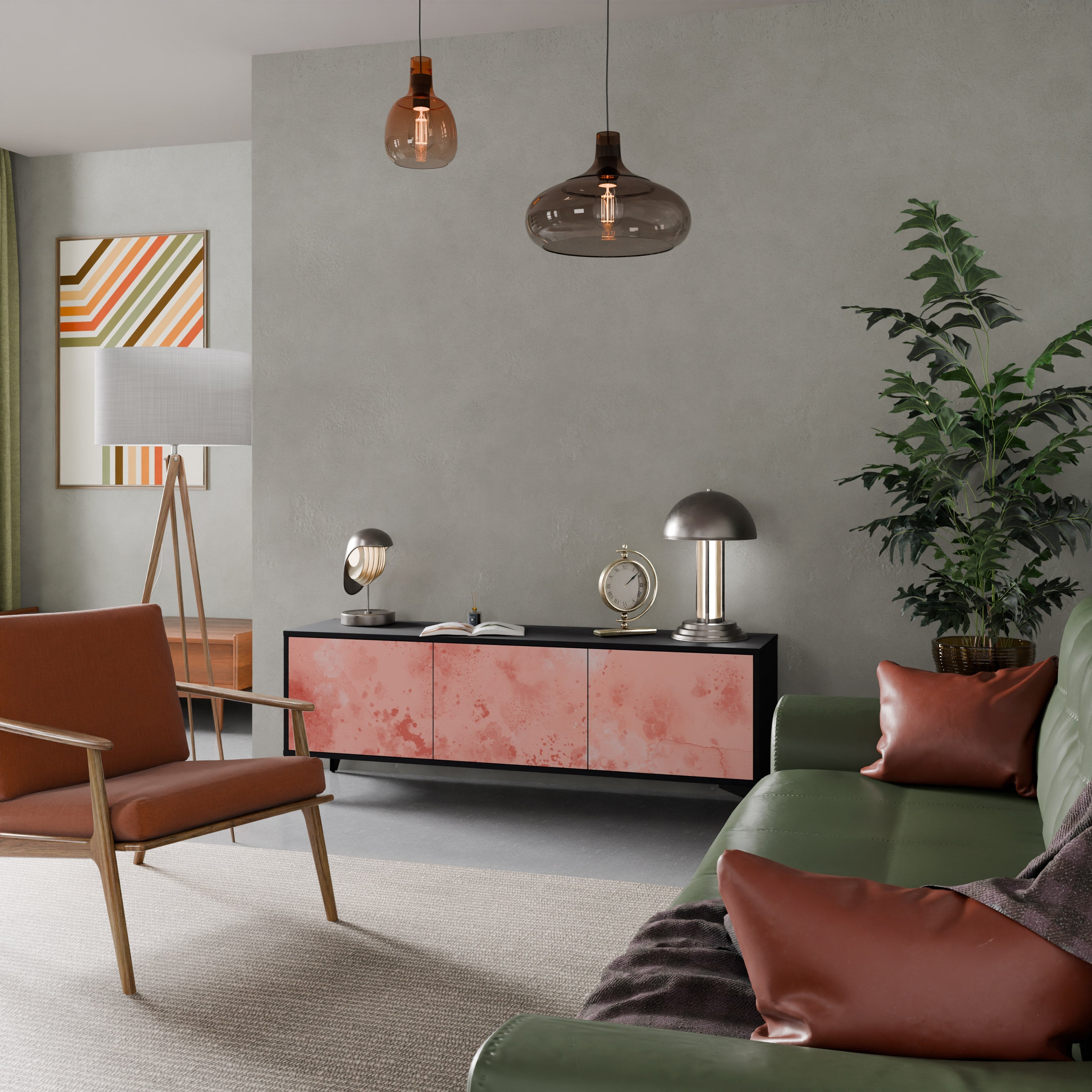 Meuble TV 3 portes CRANE DANCE finition noire