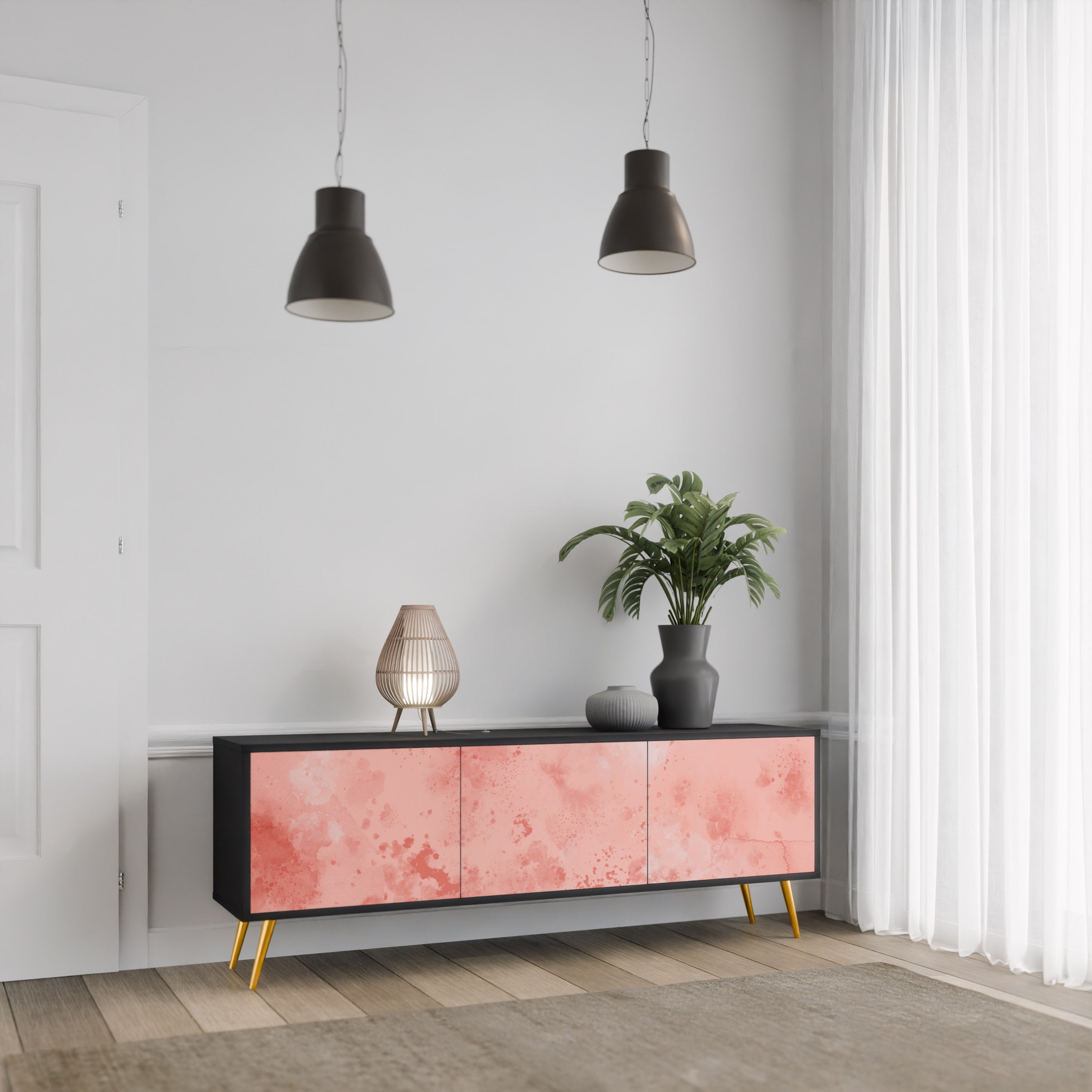 Meuble TV 3 portes CRANE DANCE finition noire