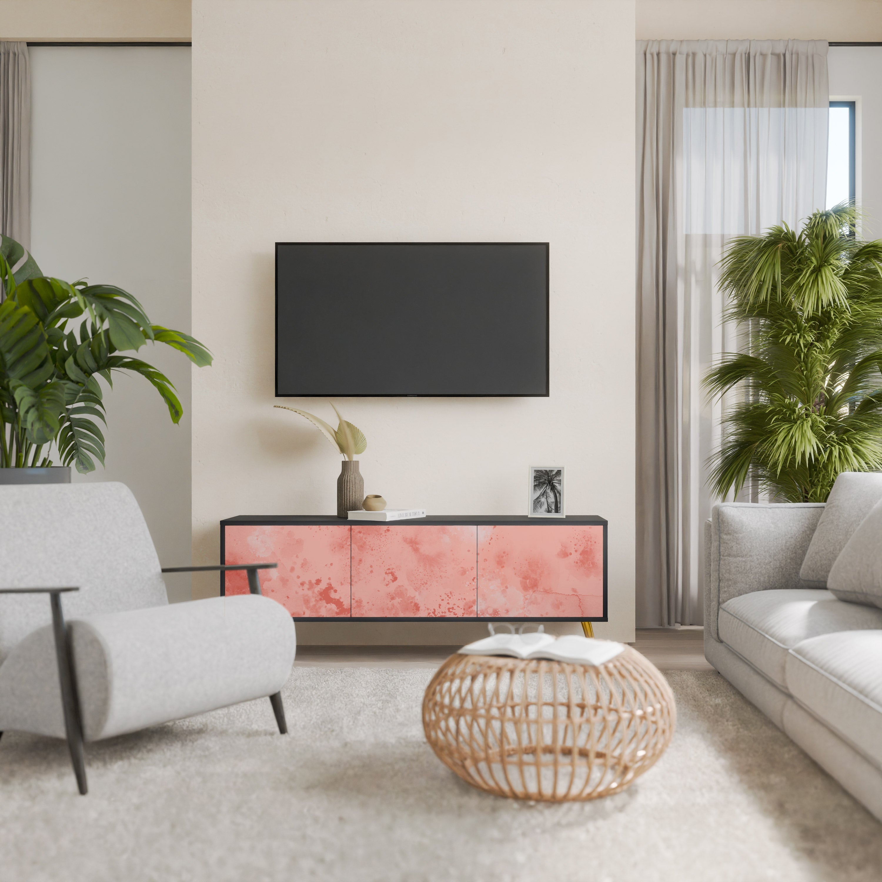 Meuble TV 3 portes CRANE DANCE finition noire