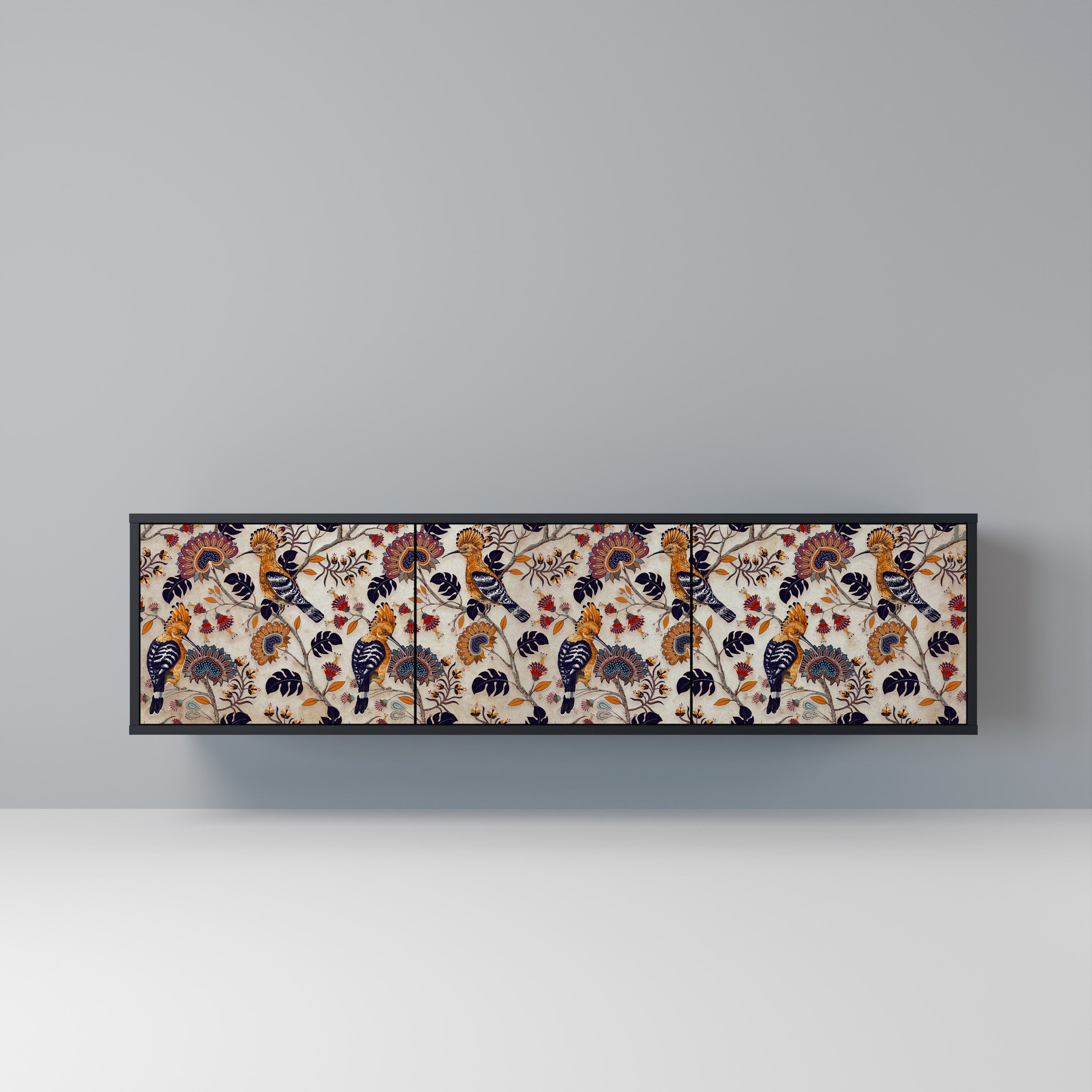 Meuble TV 3 portes EMINENT HOOPOE finition noire