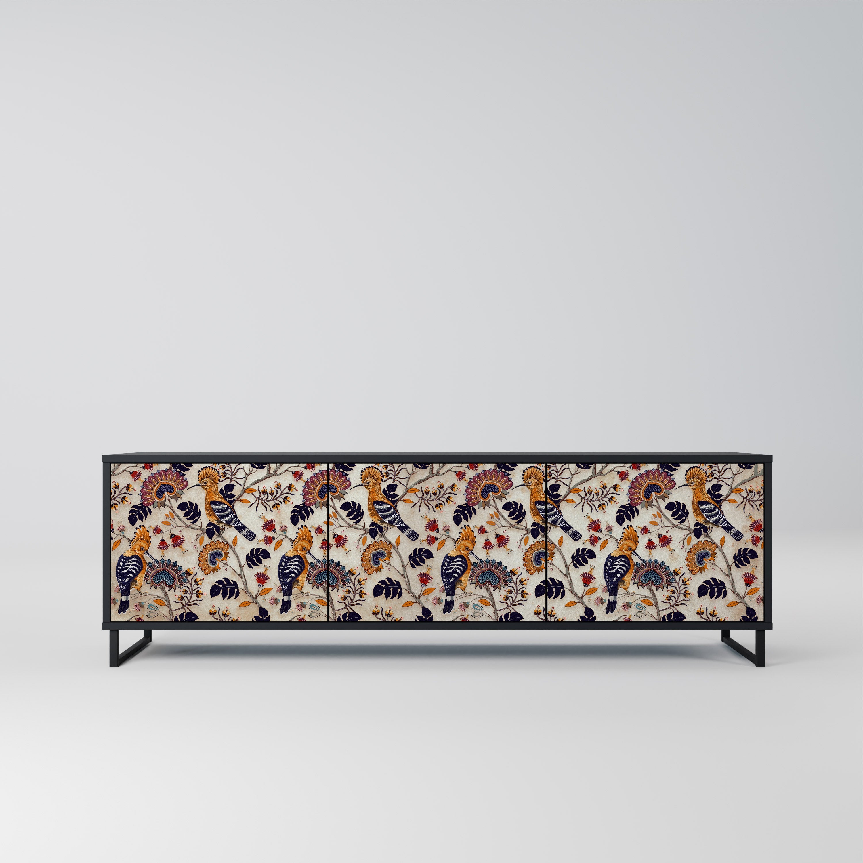 Meuble TV 3 portes EMINENT HOOPOE finition noire