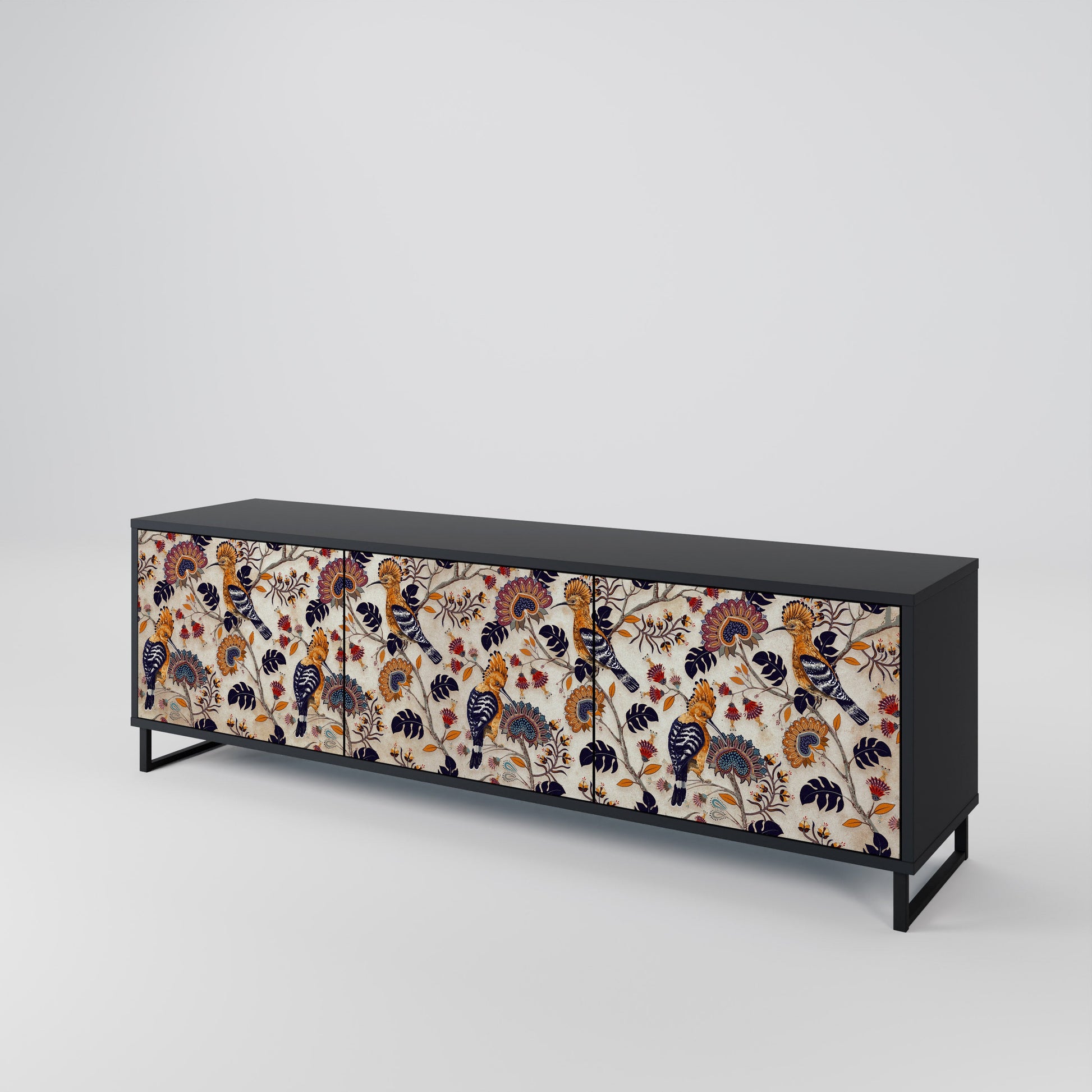 Meuble TV 3 portes EMINENT HOOPOE finition noire