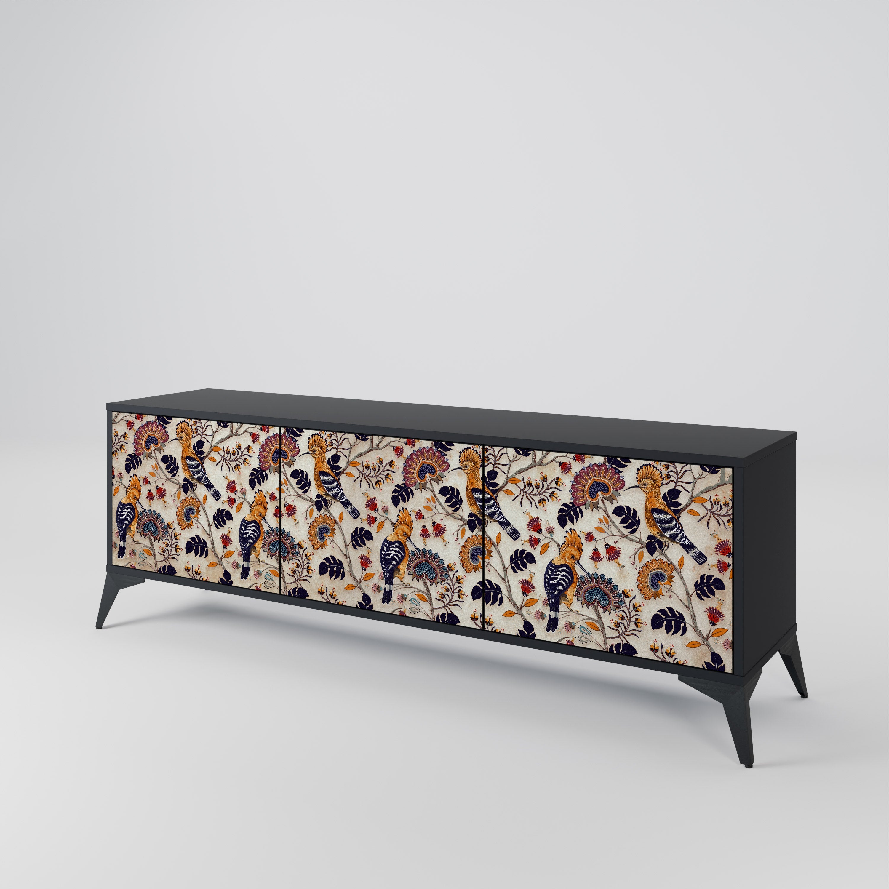 Meuble TV 3 portes EMINENT HOOPOE finition noire