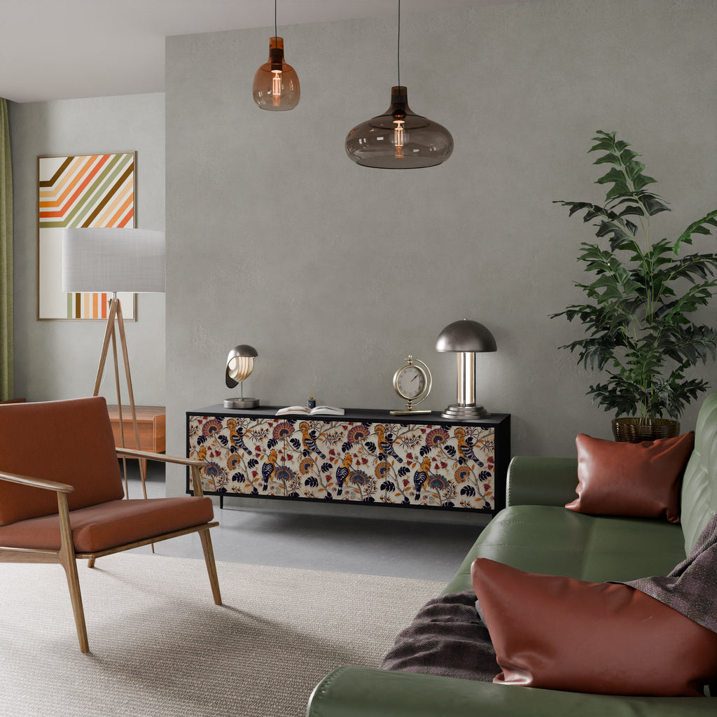 Meuble TV 3 portes EMINENT HOOPOE finition noire