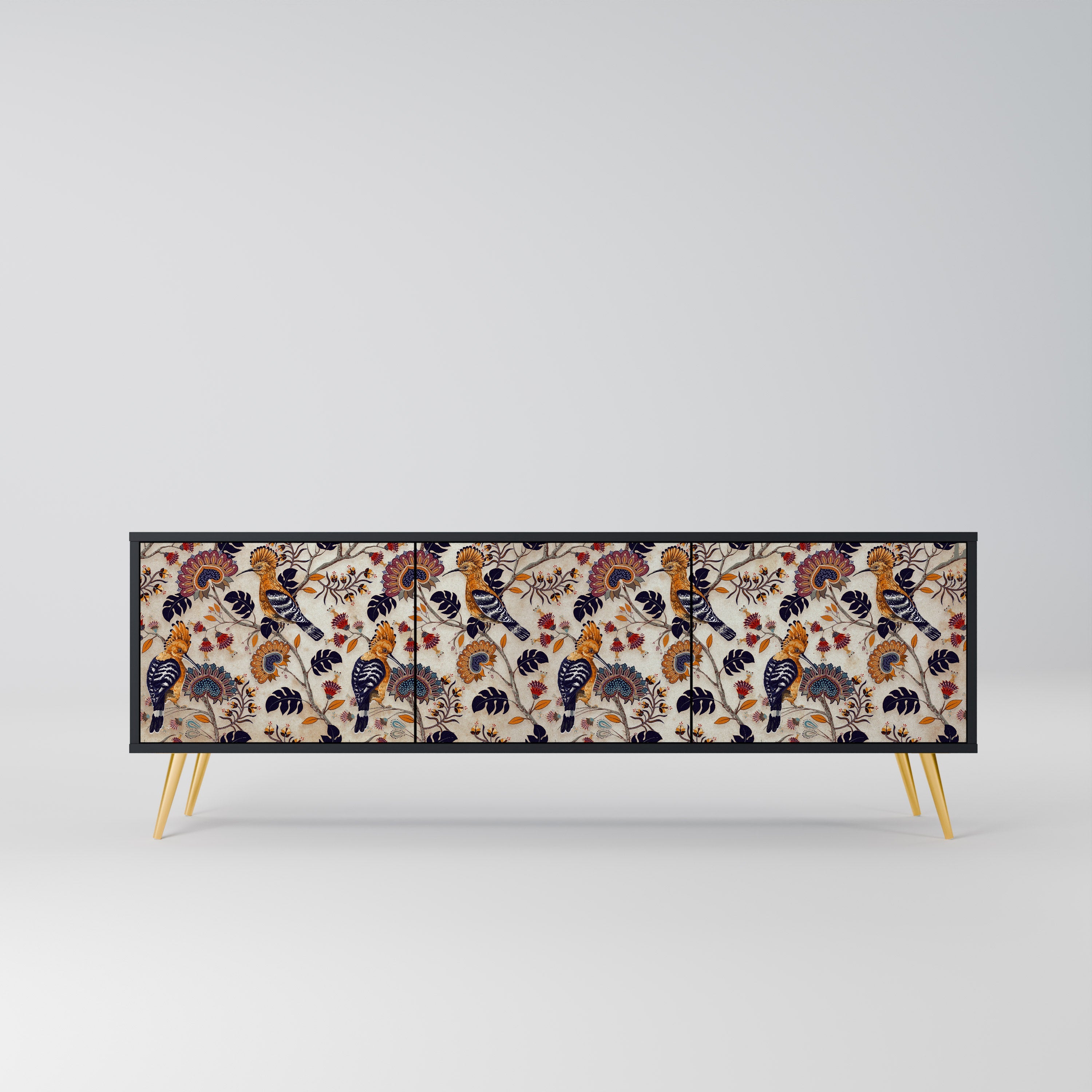 Meuble TV 3 portes EMINENT HOOPOE finition noire