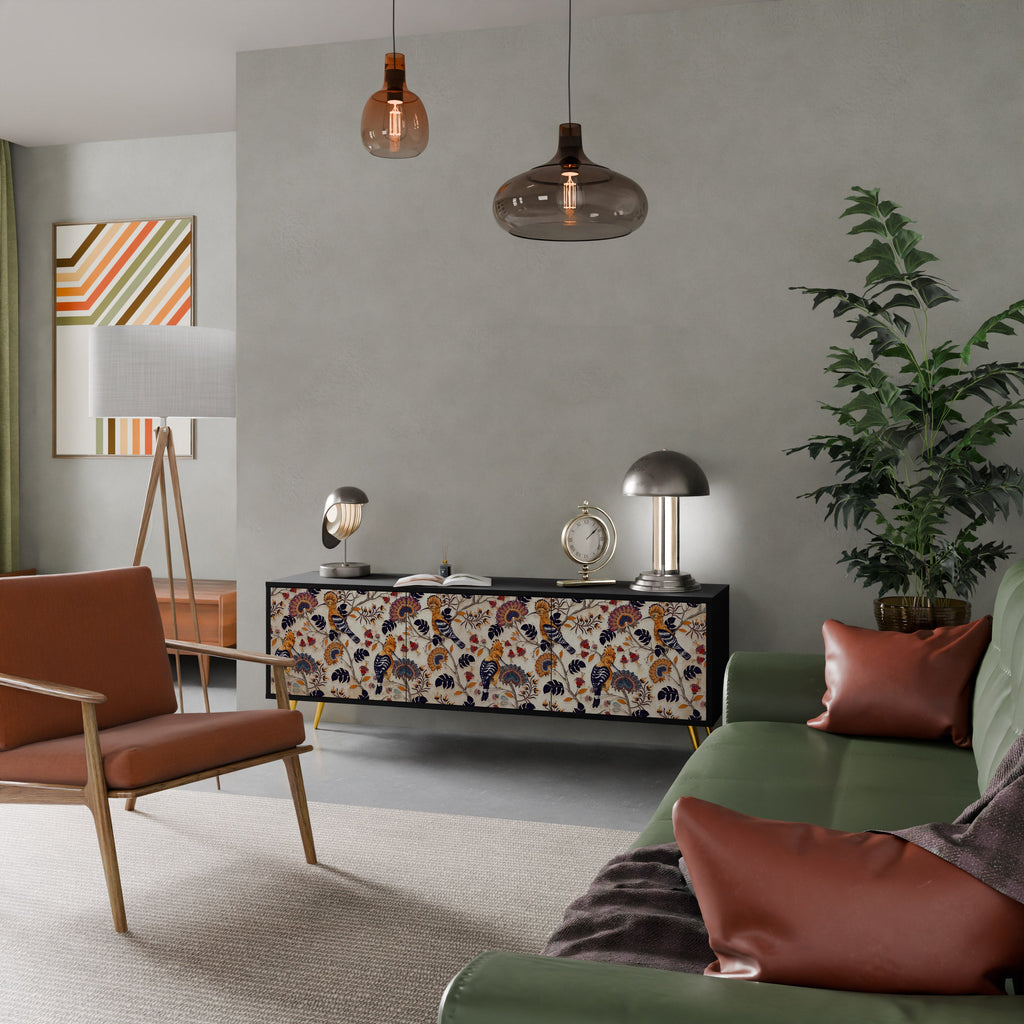 Meuble TV 3 portes EMINENT HOOPOE finition noire