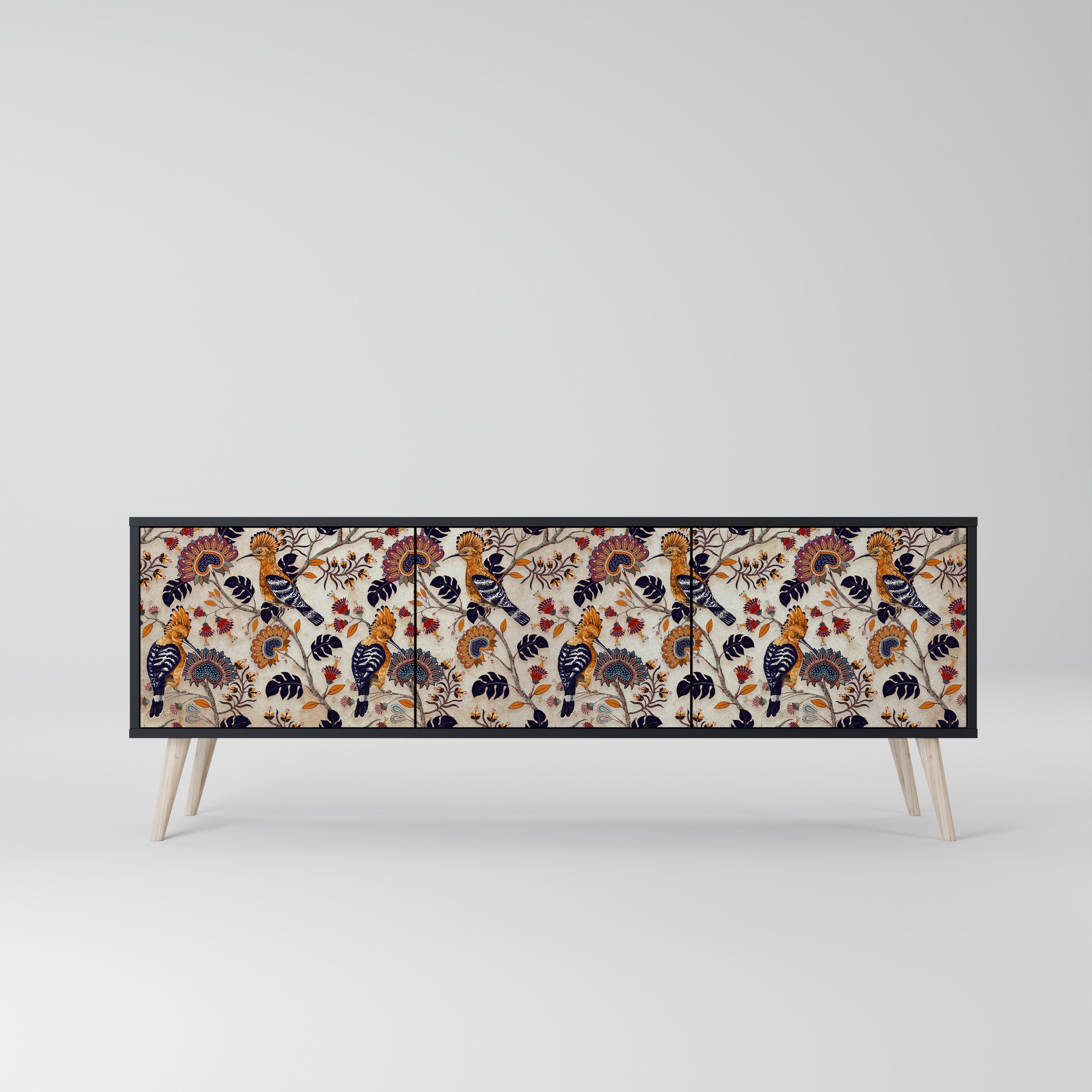 Meuble TV 3 portes EMINENT HOOPOE finition noire