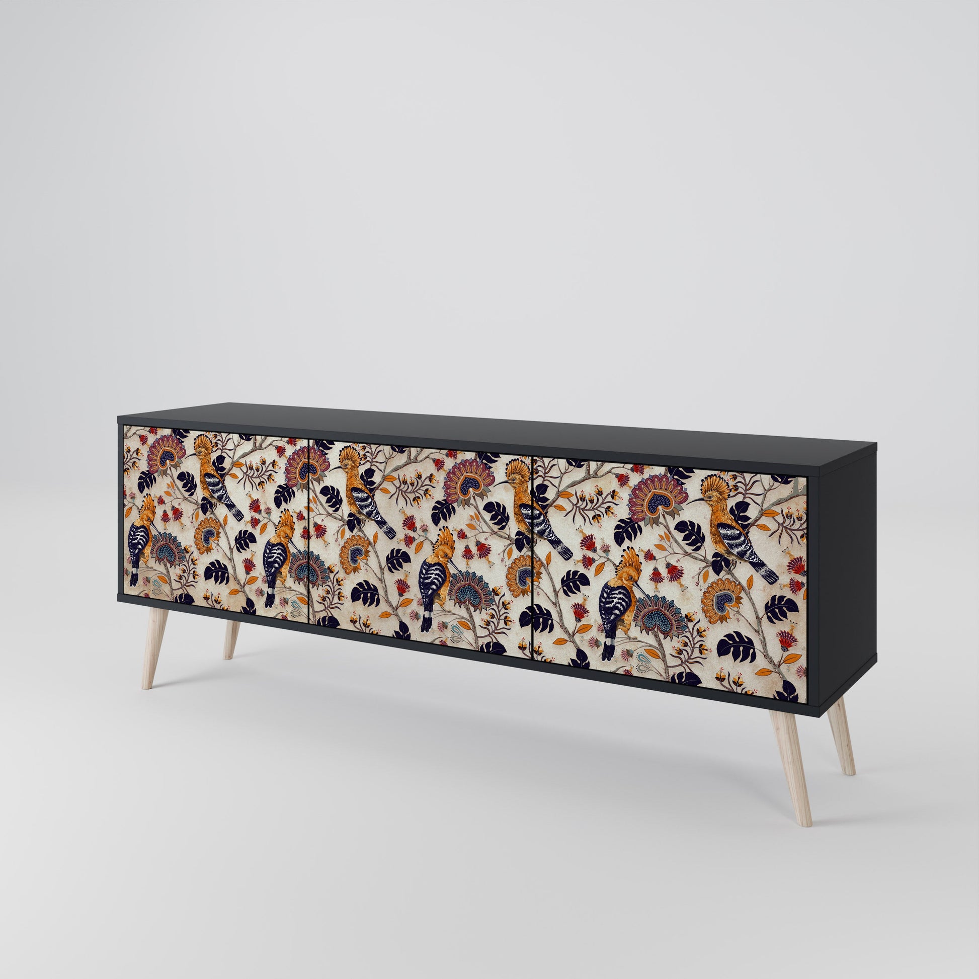 Meuble TV 3 portes EMINENT HOOPOE finition noire