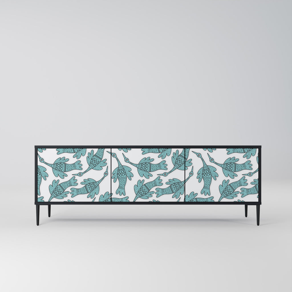 Meuble TV 3 portes WATERSPOUT SONGIBIRD, finition noire