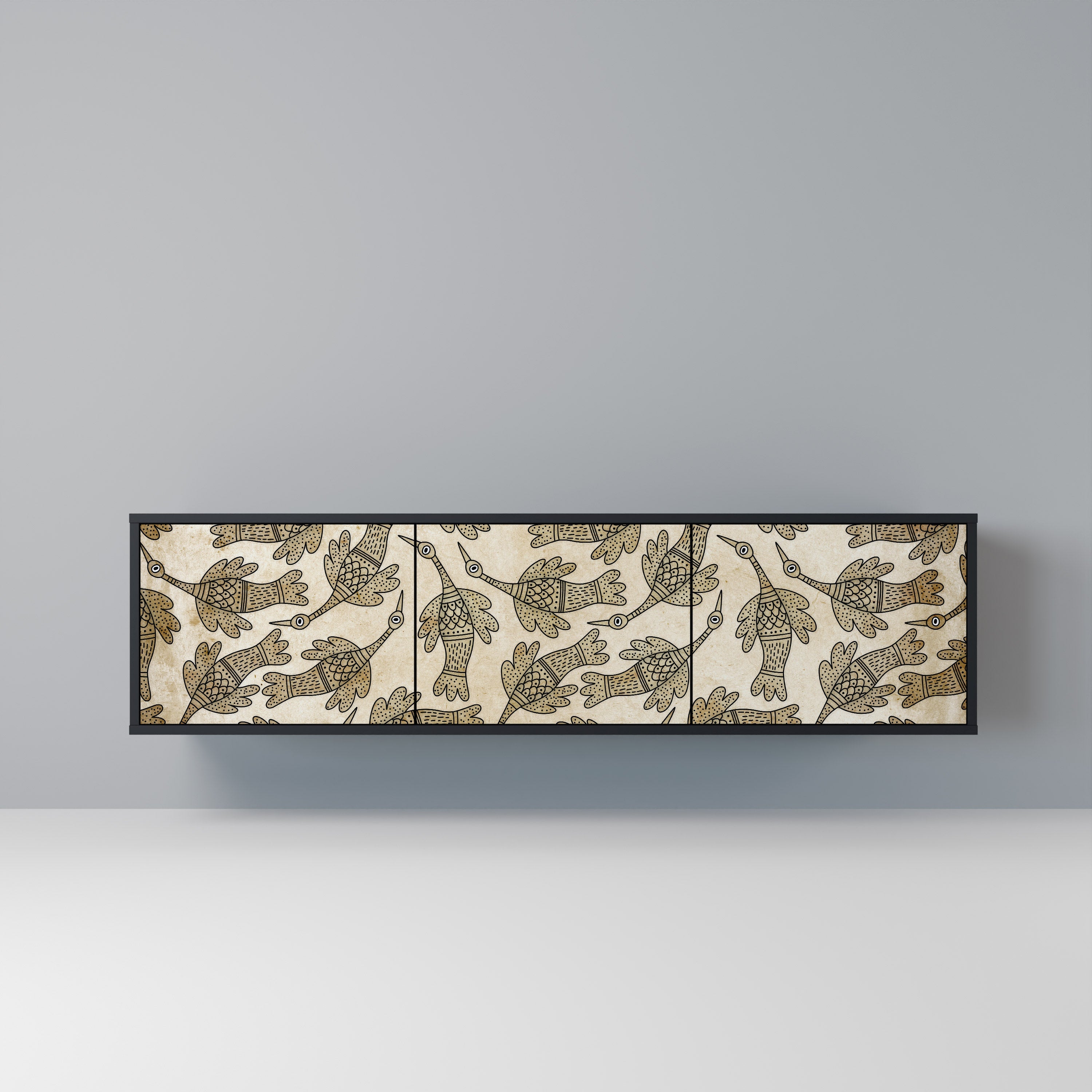 Meuble TV 3 portes ALMONDINE SONGBIRD, finition noire