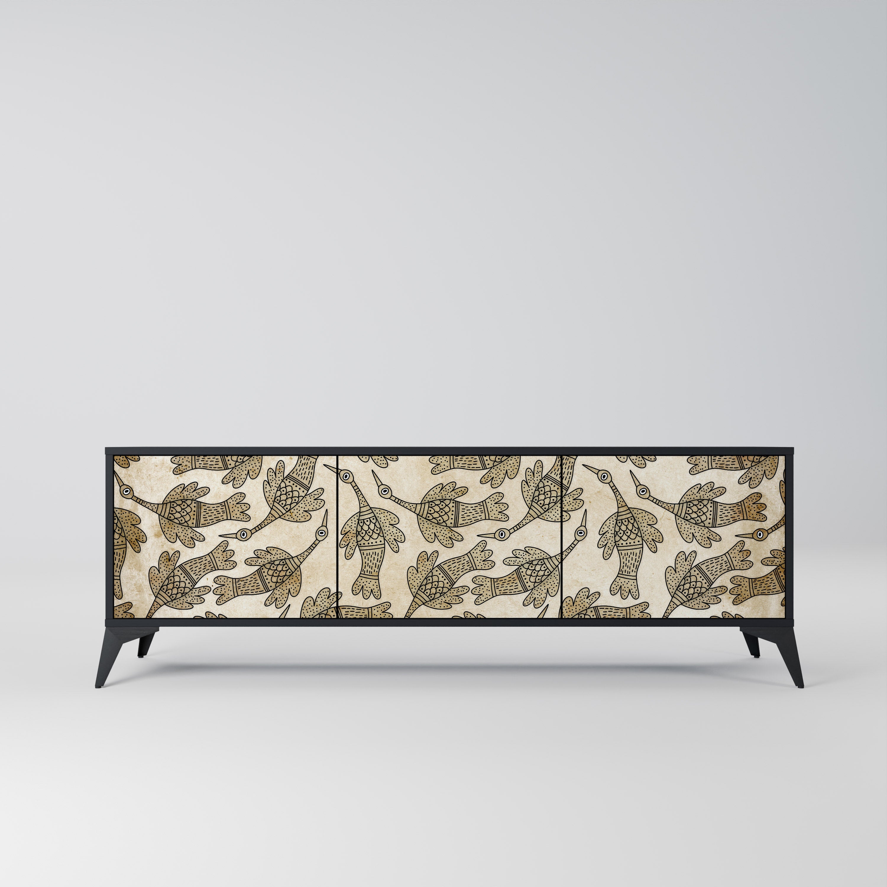 Meuble TV 3 portes ALMONDINE SONGBIRD, finition noire