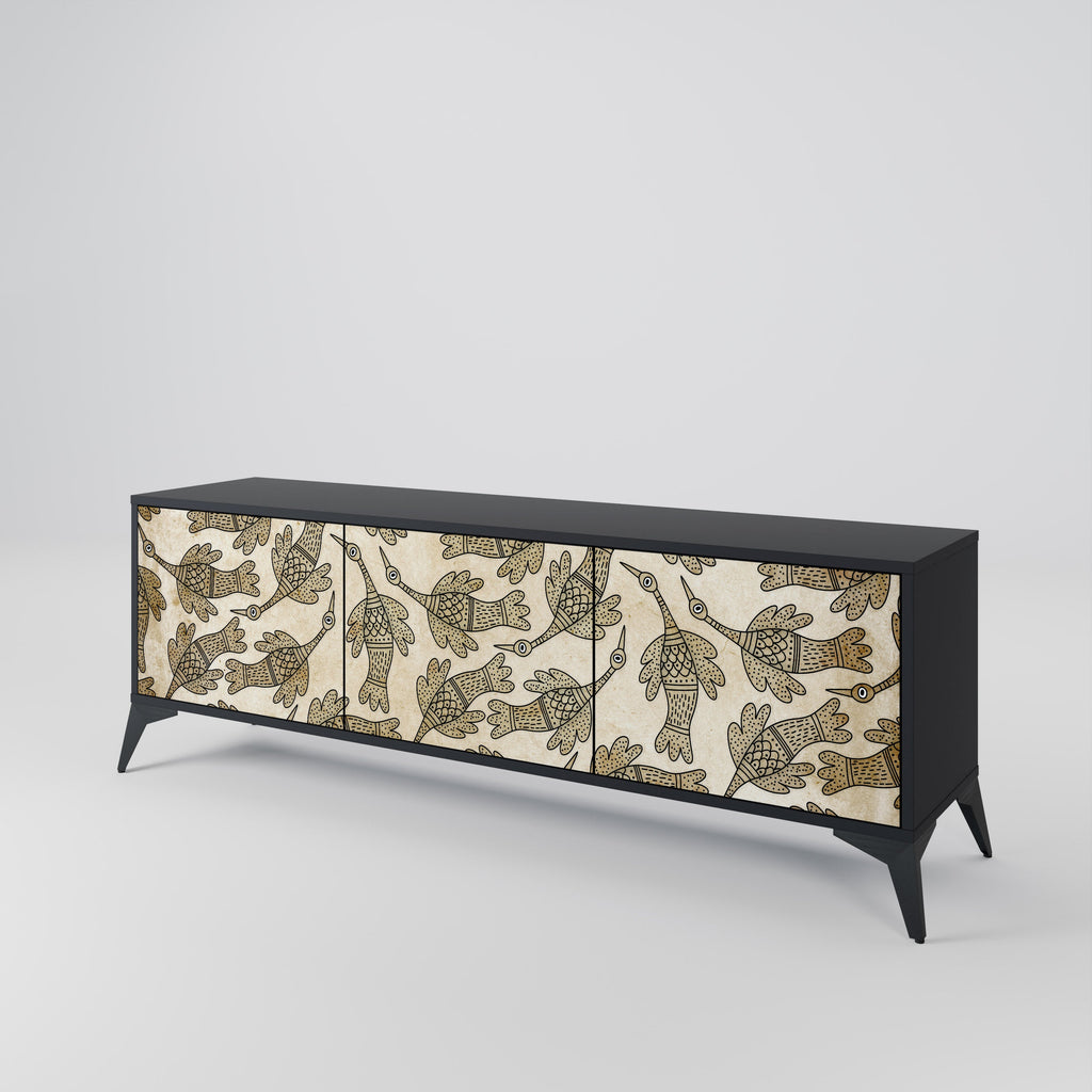 Meuble TV 3 portes ALMONDINE SONGBIRD, finition noire