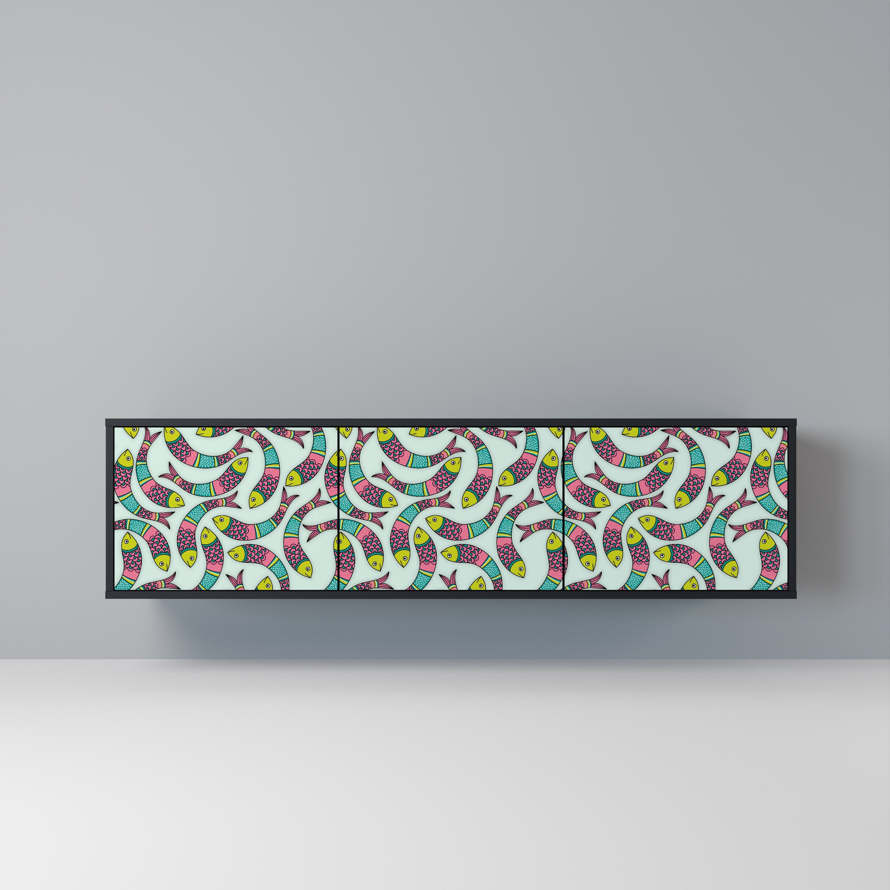 Meuble TV 3 portes INDIAN FISH finition noire