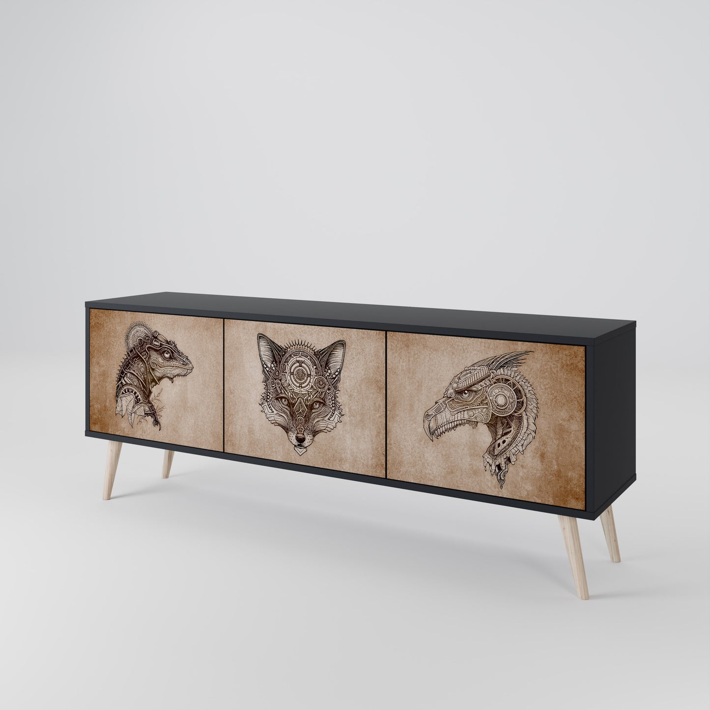 STEAMPUNK CLAN 3-Door TV Cabinet