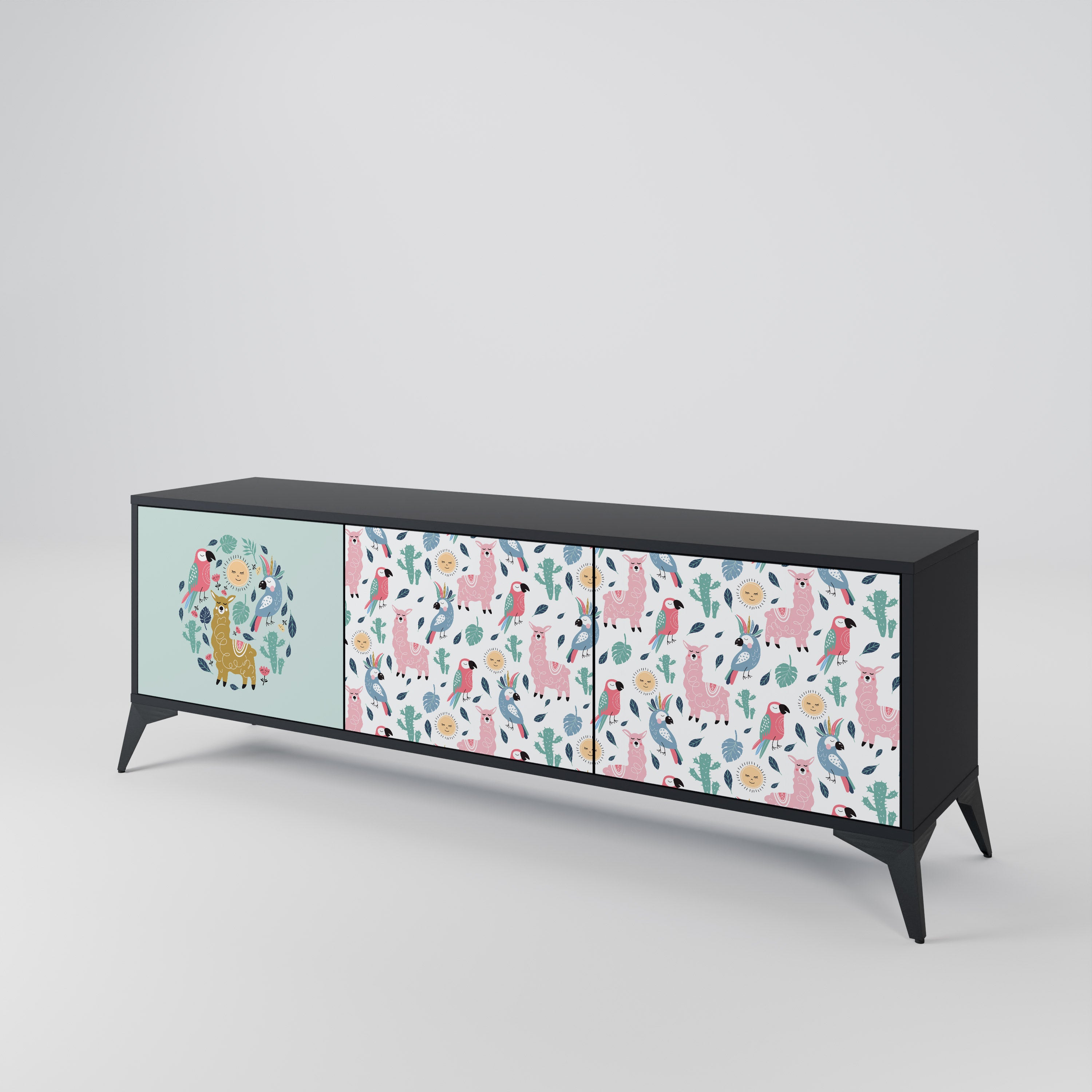 COLORFUL ALPACAS 3-Door TV Cabinet