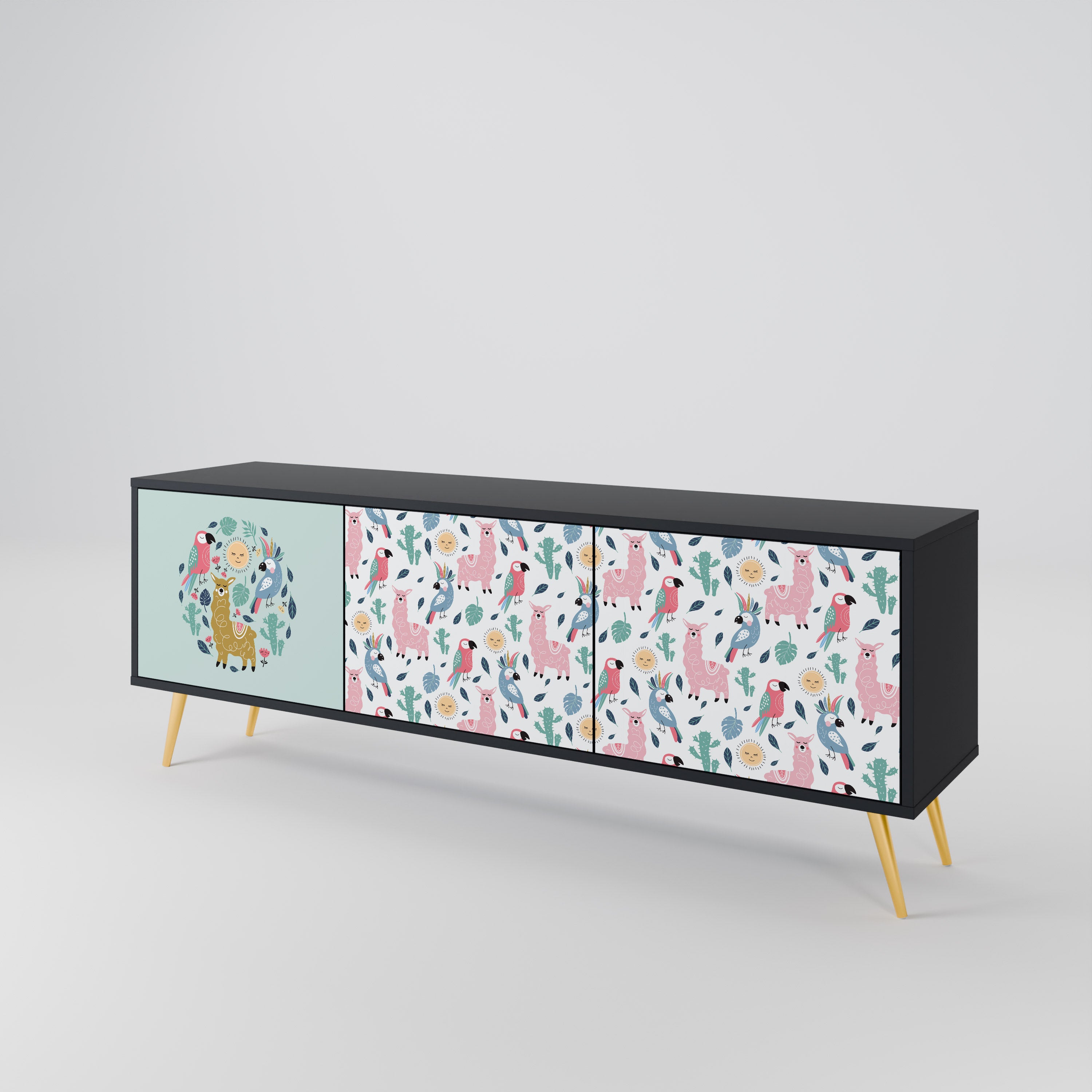 COLORFUL ALPACAS 3-Door TV Cabinet